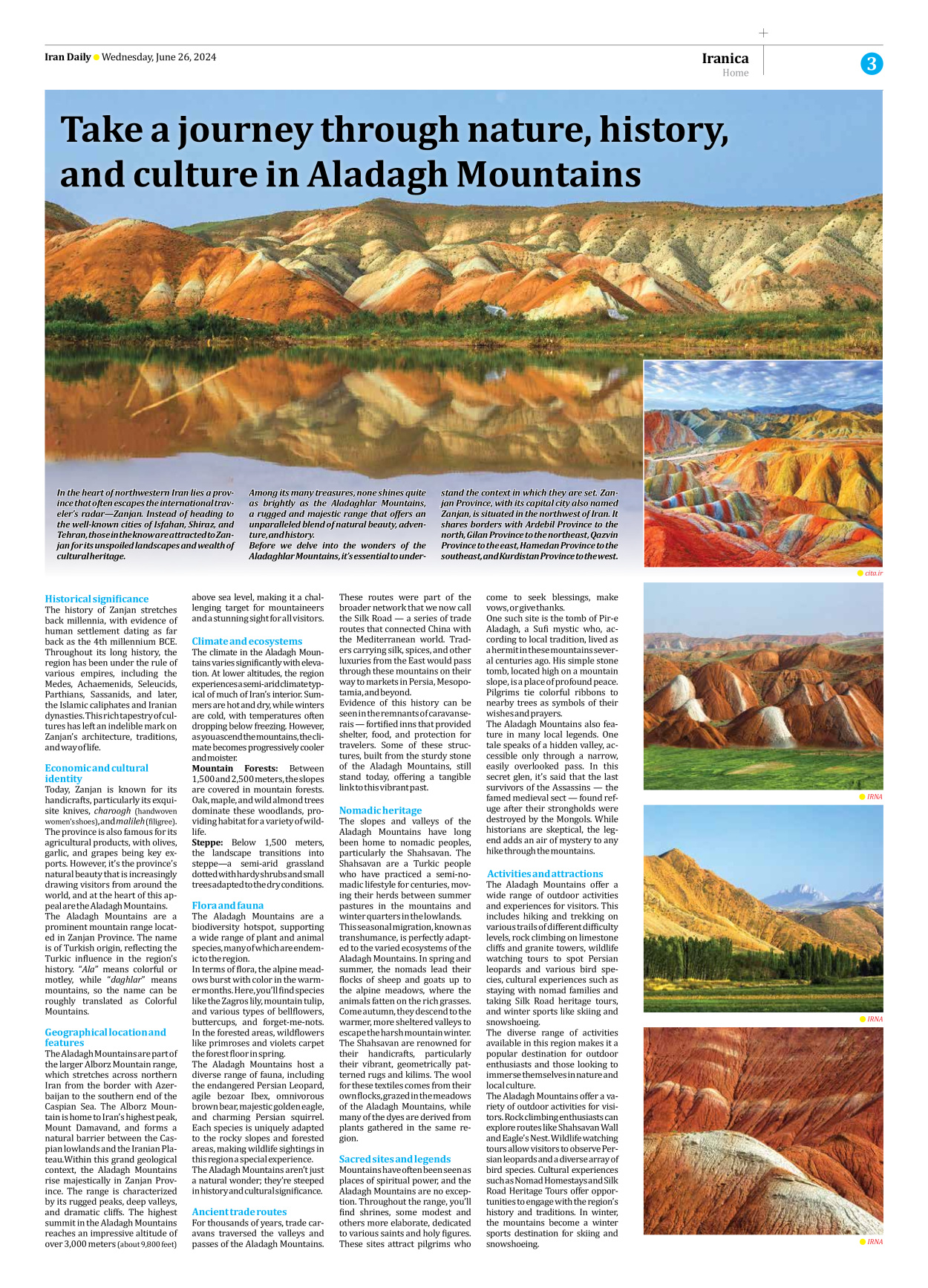 Iran Daily - Number Seven Thousand Five Hundred and Eighty Nine - 26 June 2024 - Page 3