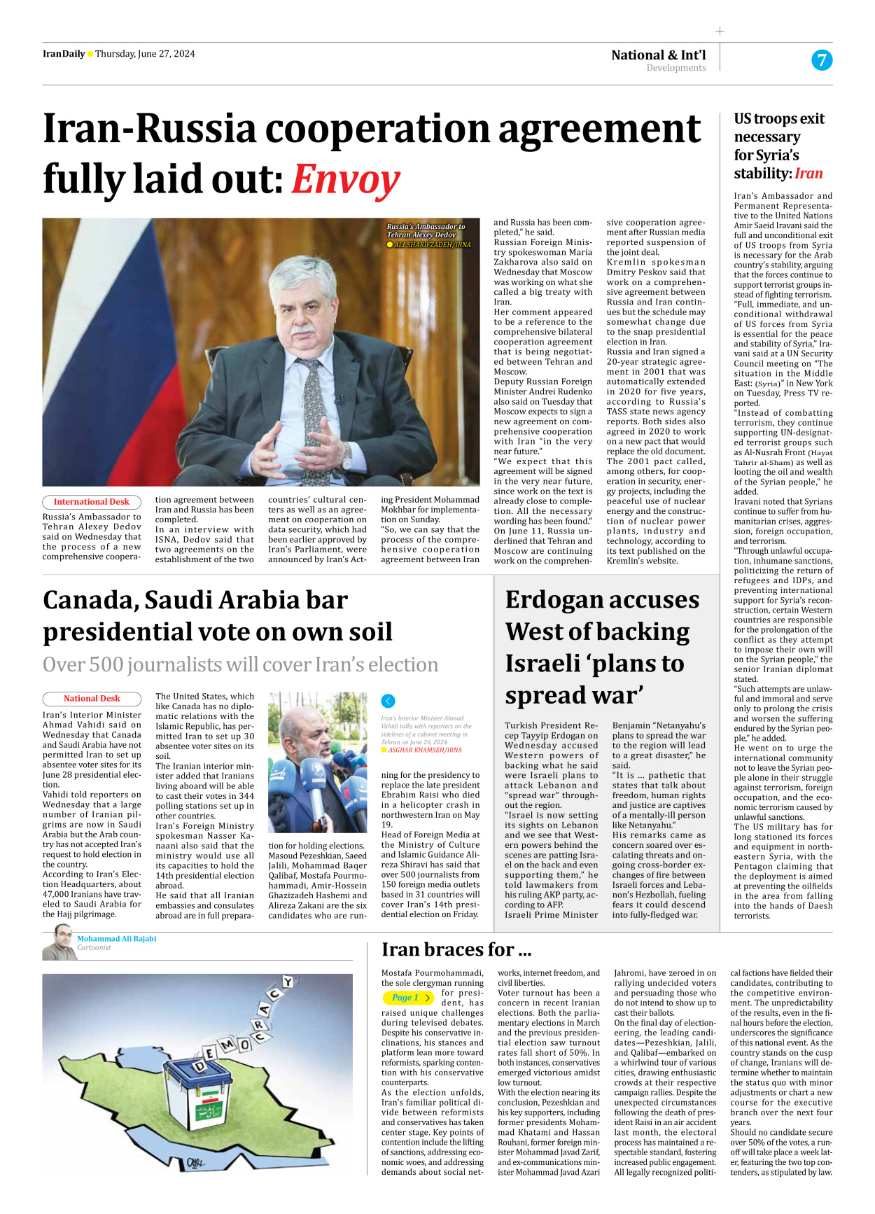 Iran Daily - Number Seven Thousand Five Hundred and Ninety - 27 June 2024 - Page 7