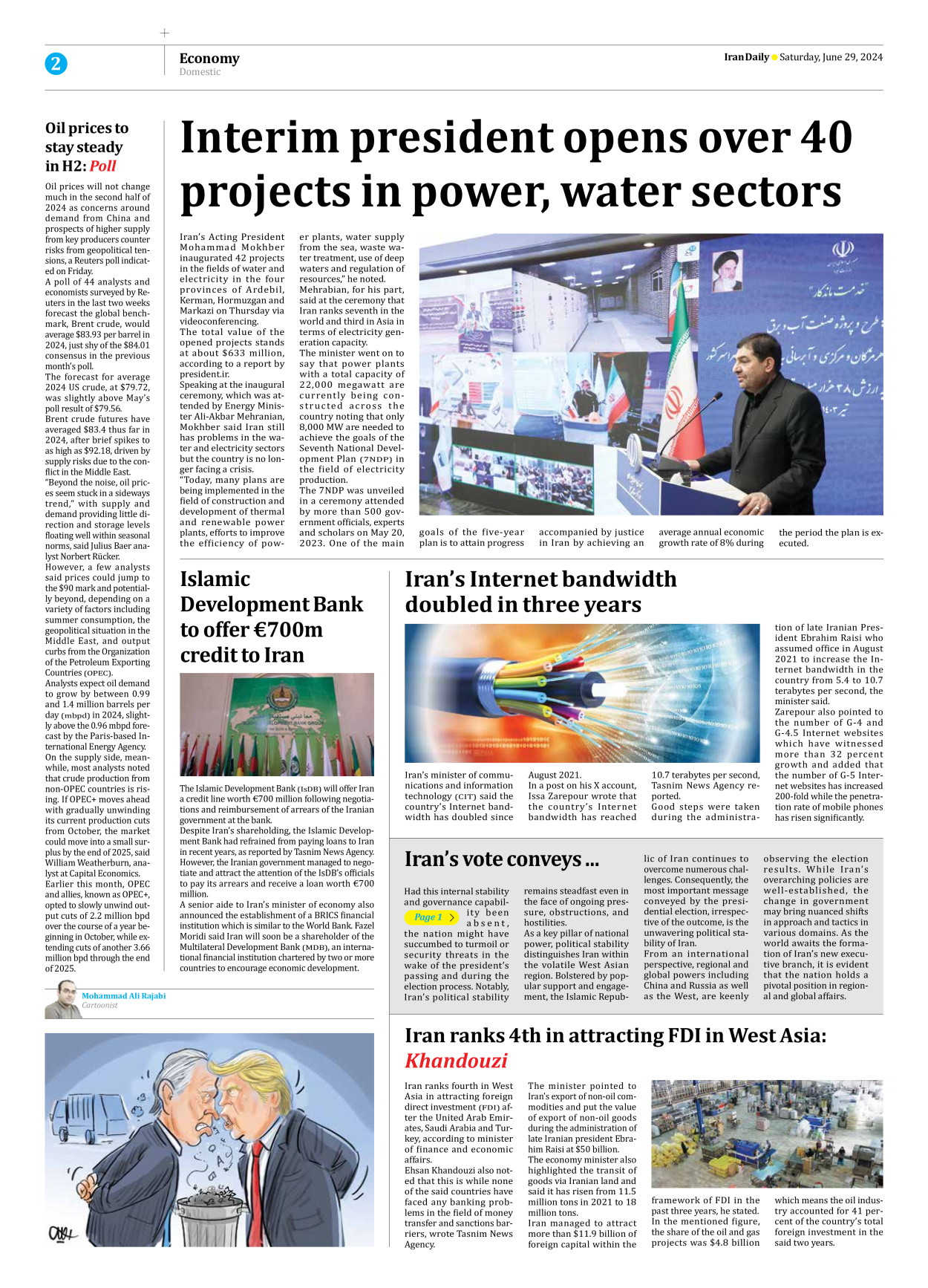 Iran Daily - Number Seven Thousand Five Hundred and Ninety One - 29 June 2024 - Page 2
