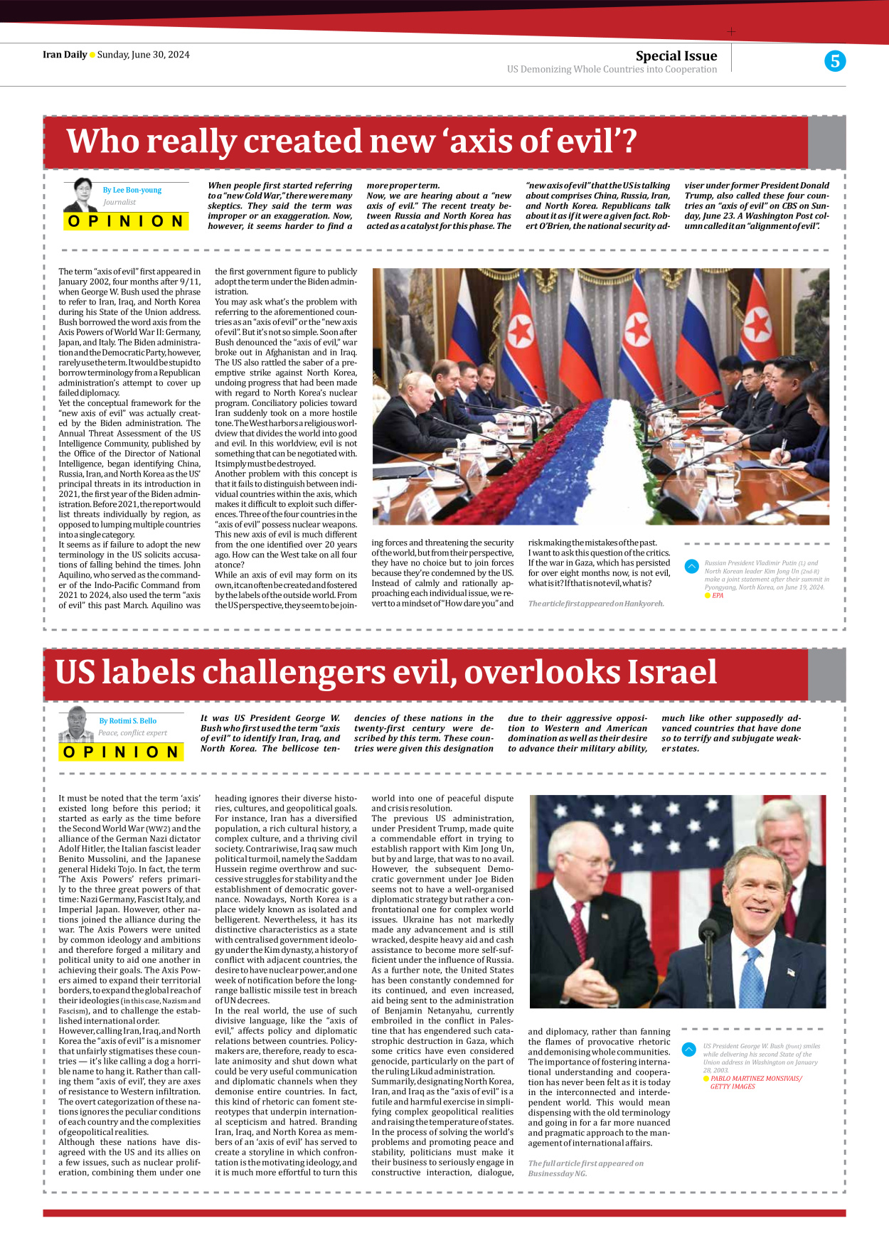 Iran Daily - Number Seven Thousand Five Hundred and Ninety Two - 30 June 2024 - Page 5