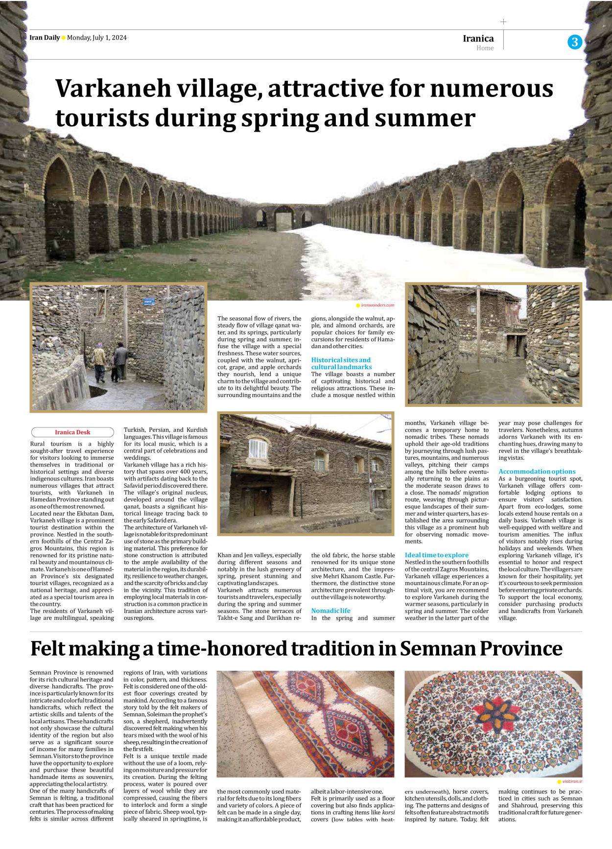 Iran Daily - Number Seven Thousand Five Hundred and Ninety Three - 01 July 2024 - Page 3