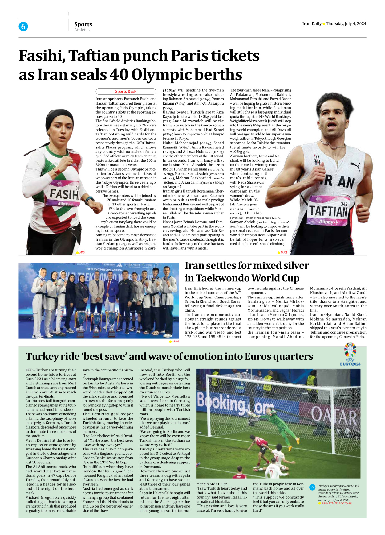 Iran Daily - Number Seven Thousand Five Hundred and Ninety Six - 04 July 2024 - Page 6