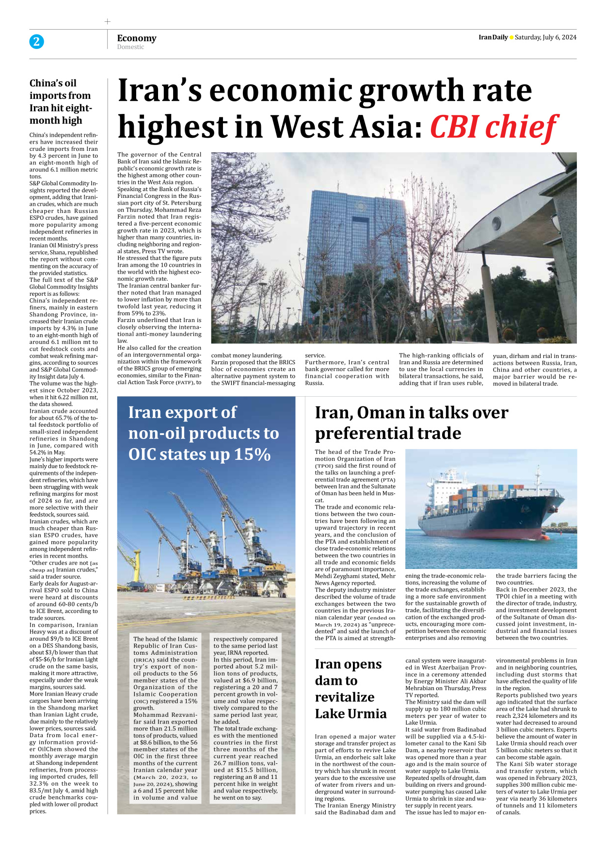 Iran Daily - Number Seven Thousand Five Hundred and Ninety Seven - 06 July 2024 - Page 2