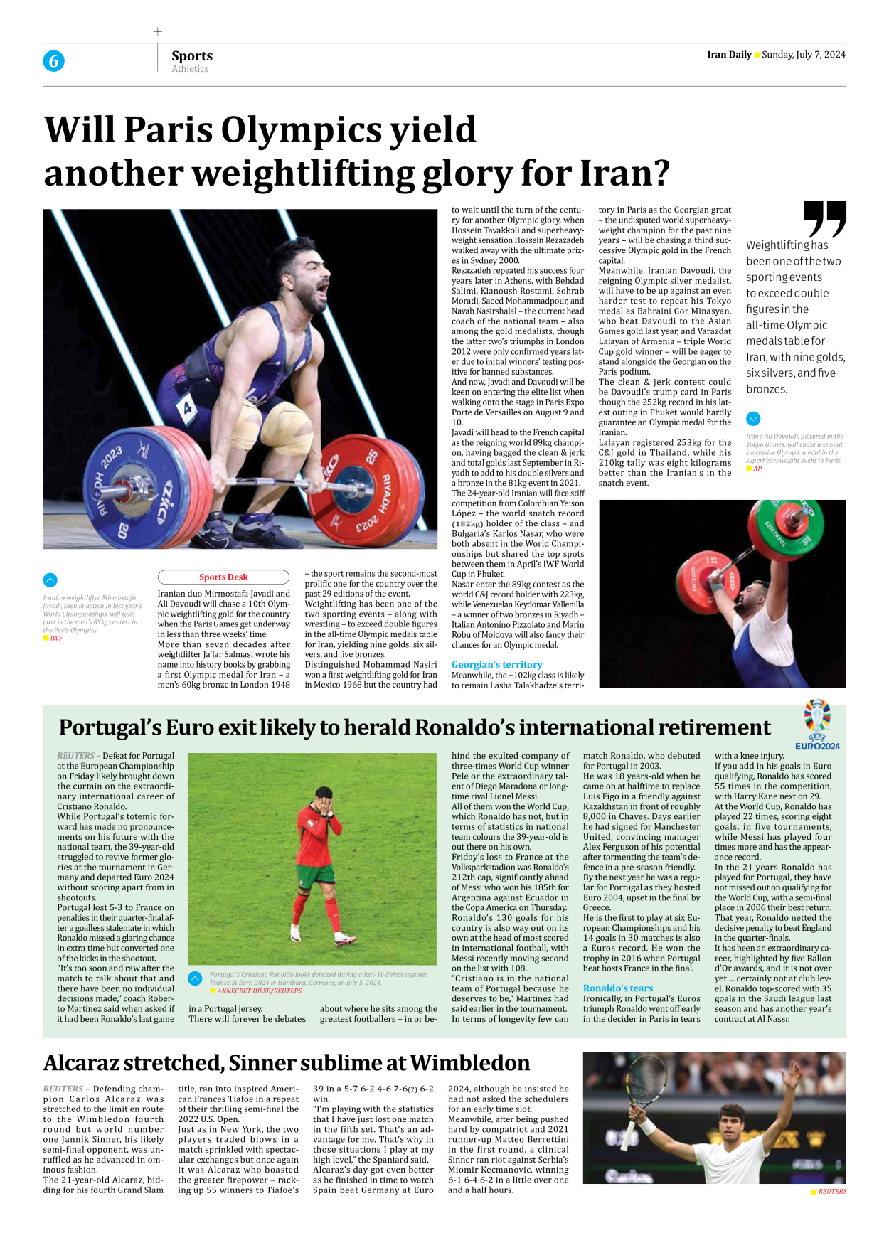 Iran Daily - Number Seven Thousand Five Hundred and Ninety Eight - 07 July 2024 - Page 6