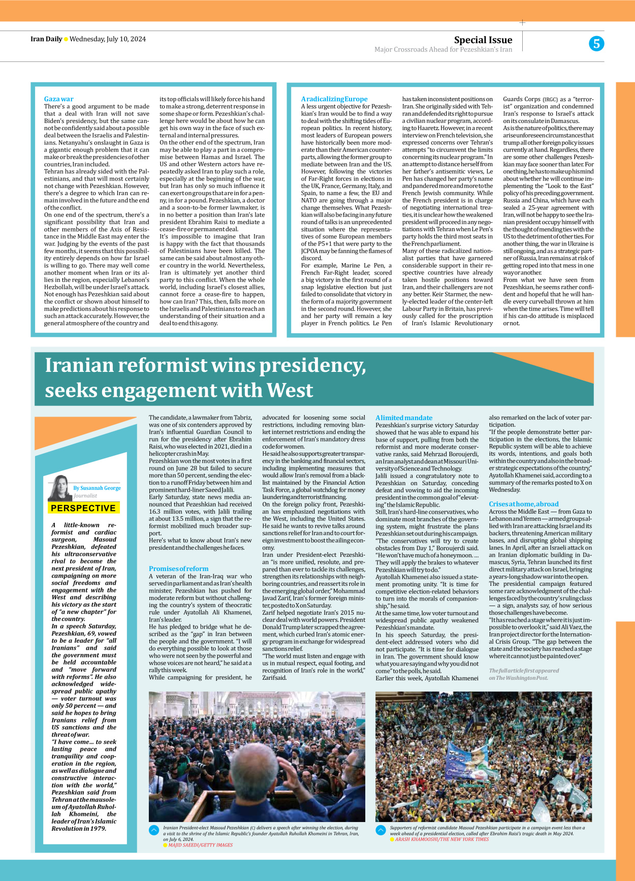 Iran Daily - Number Seven Thousand Six Hundred and One - 10 July 2024 - Page 5