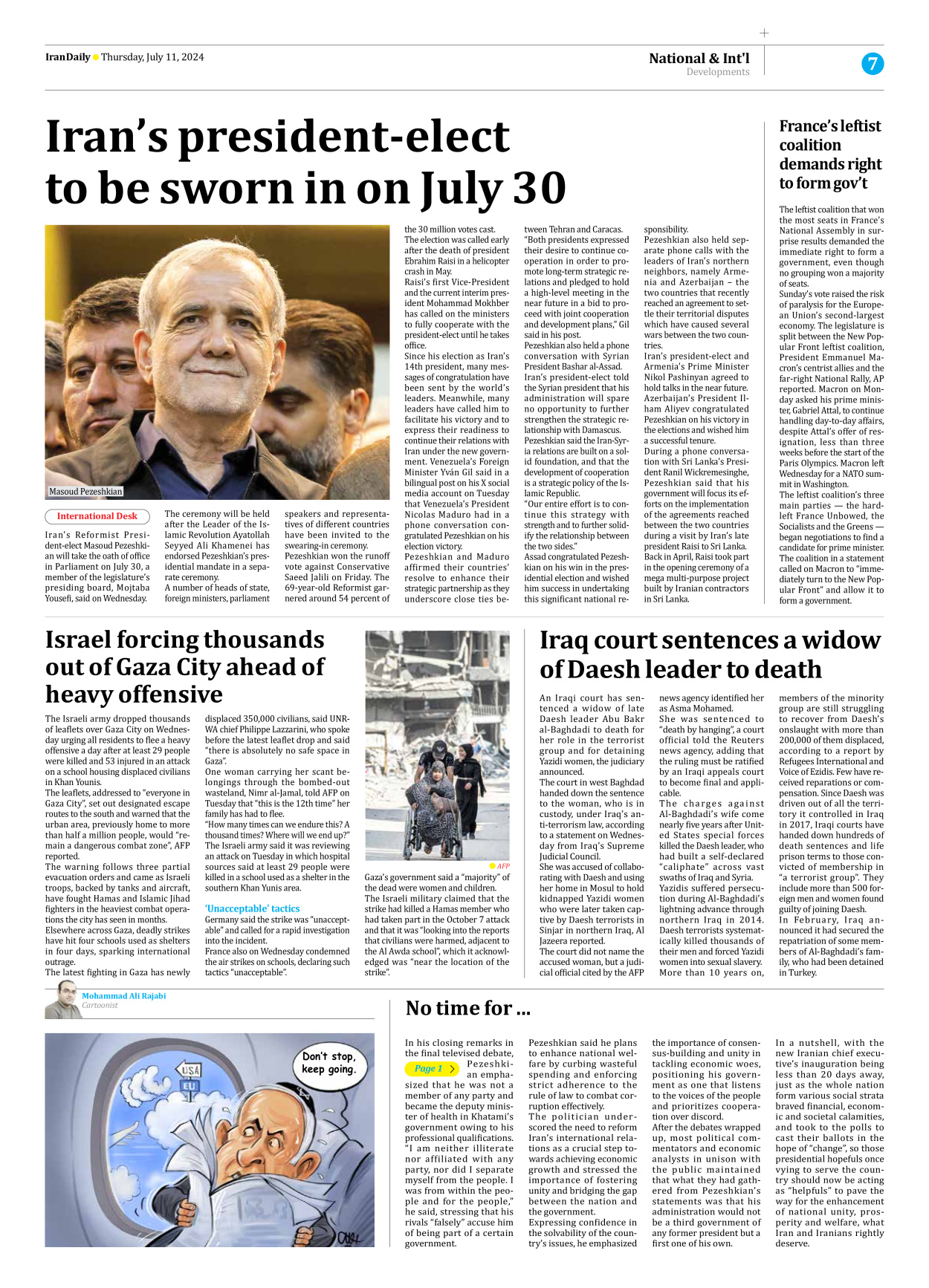 Iran Daily - Number Seven Thousand Six Hundred and Two - 11 July 2024 - Page 7