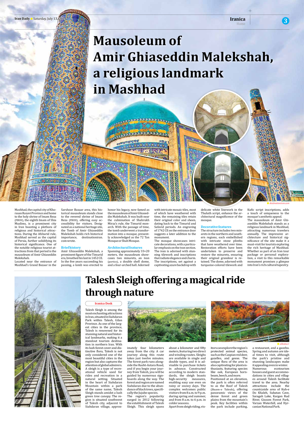 Iran Daily - Number Seven Thousand Six Hundred and Three - 13 July 2024 - Page 3