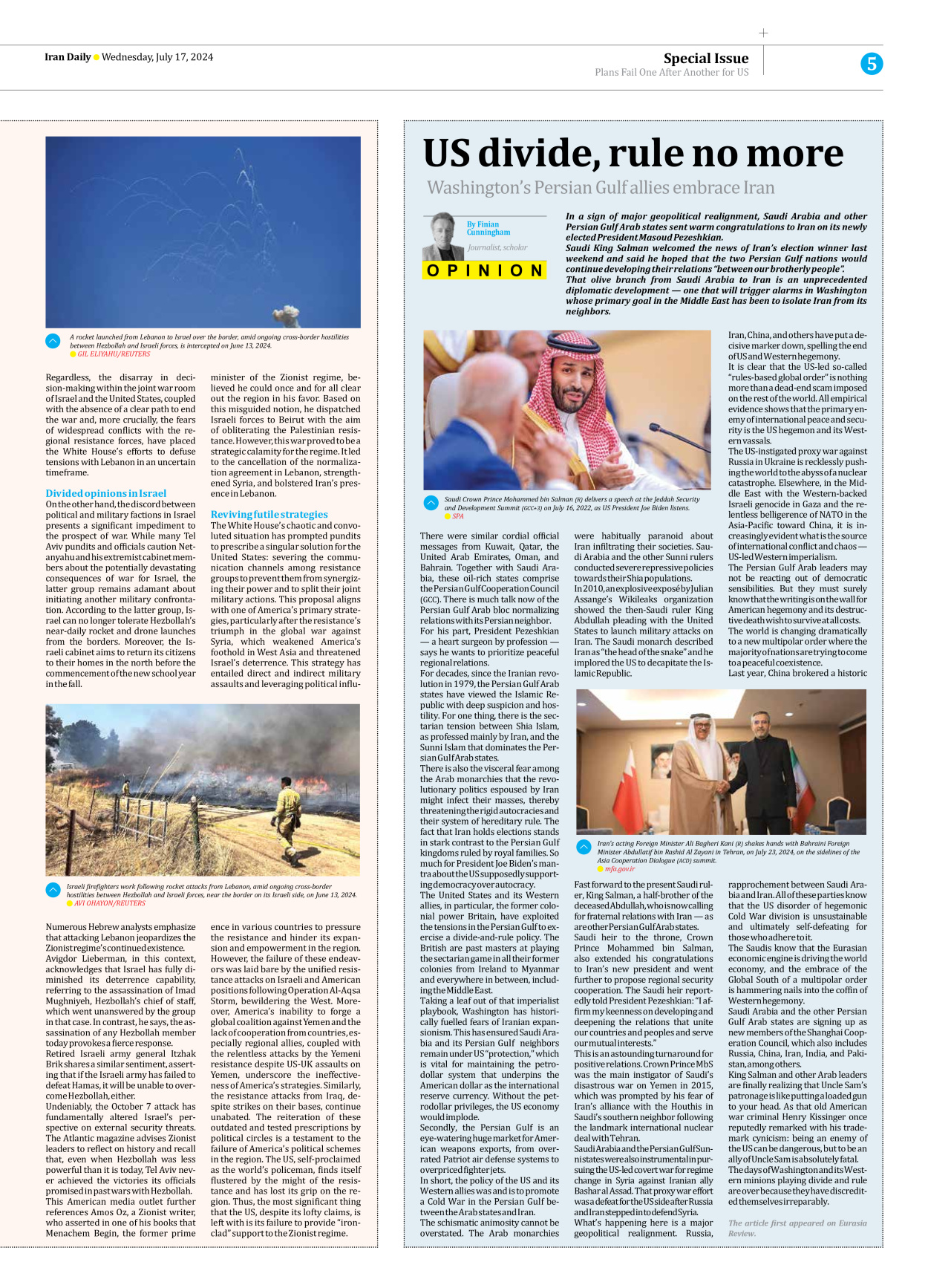 Iran Daily - Number Seven Thousand Six Hundred and Five - 17 July 2024 - Page 5