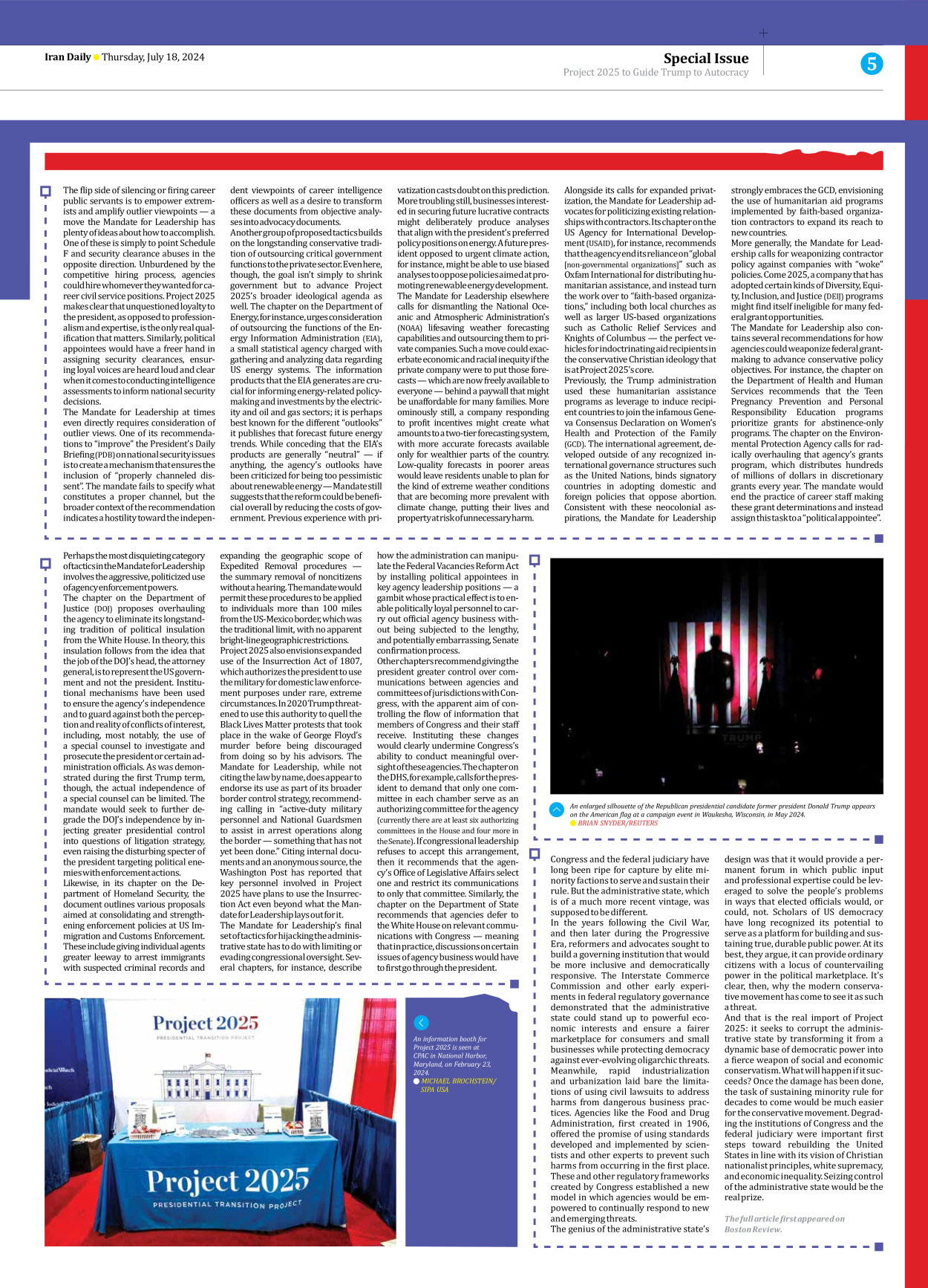 Iran Daily - Number Seven Thousand Six Hundred and Six - 18 July 2024 - Page 5