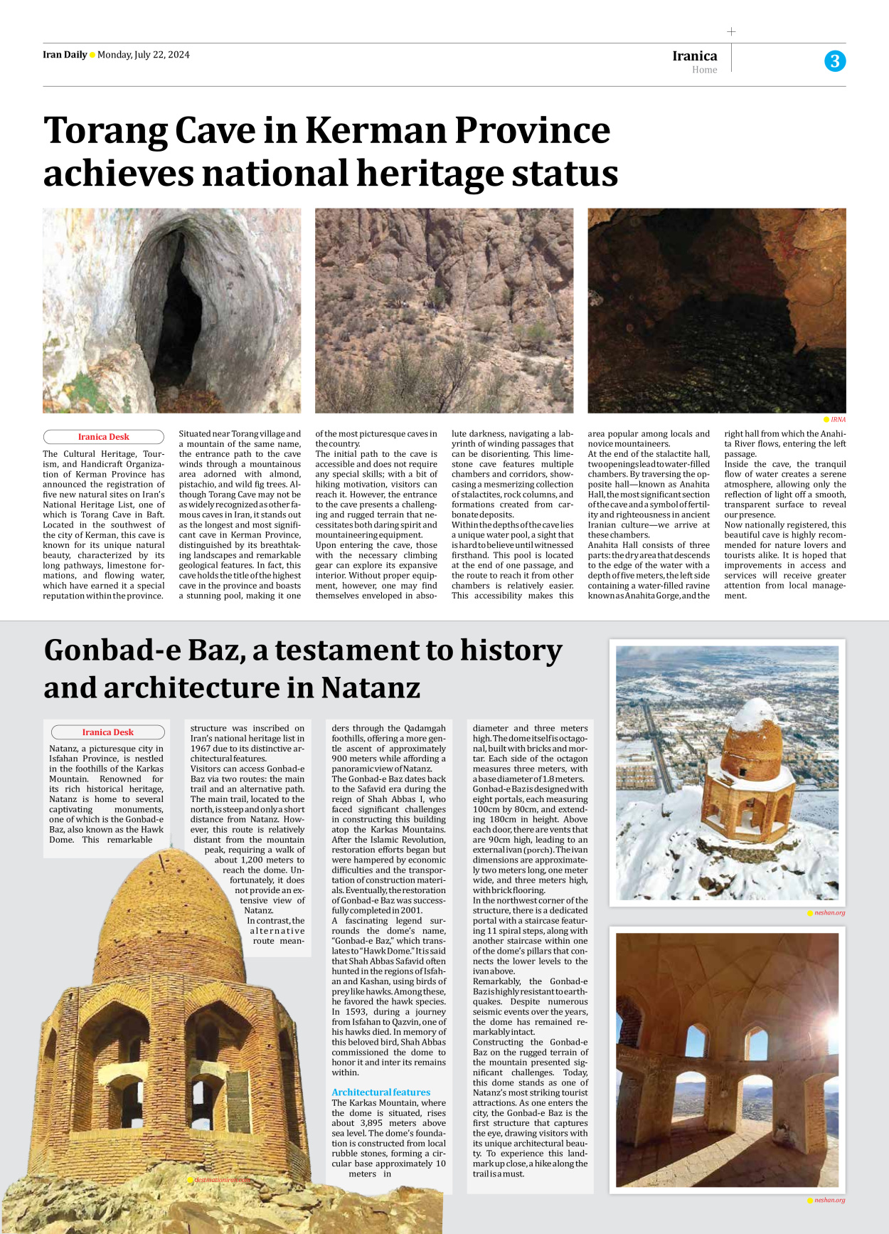 Iran Daily - Number Seven Thousand Six Hundred and Nine - 22 July 2024 - Page 3
