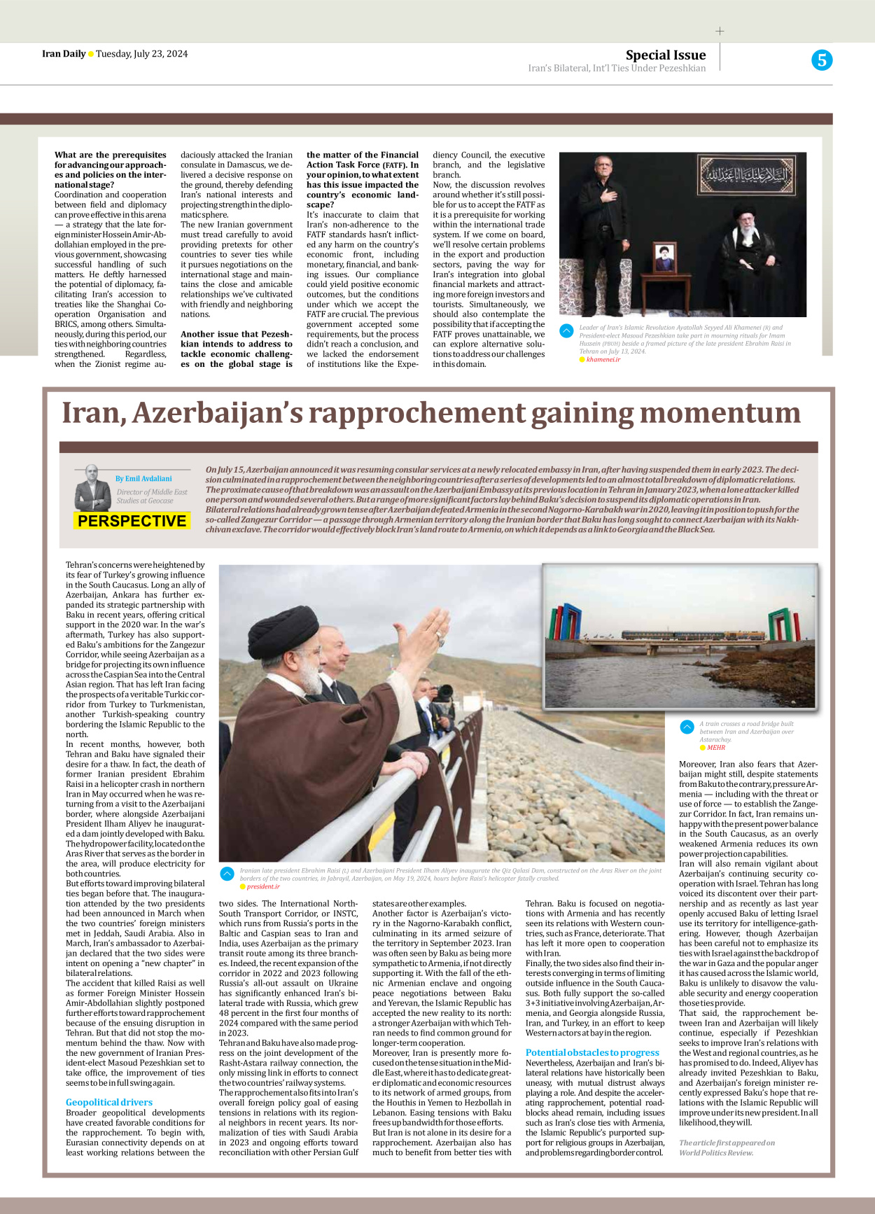 Iran Daily - Number Seven Thousand Six Hundred and Ten - 23 July 2024 - Page 5
