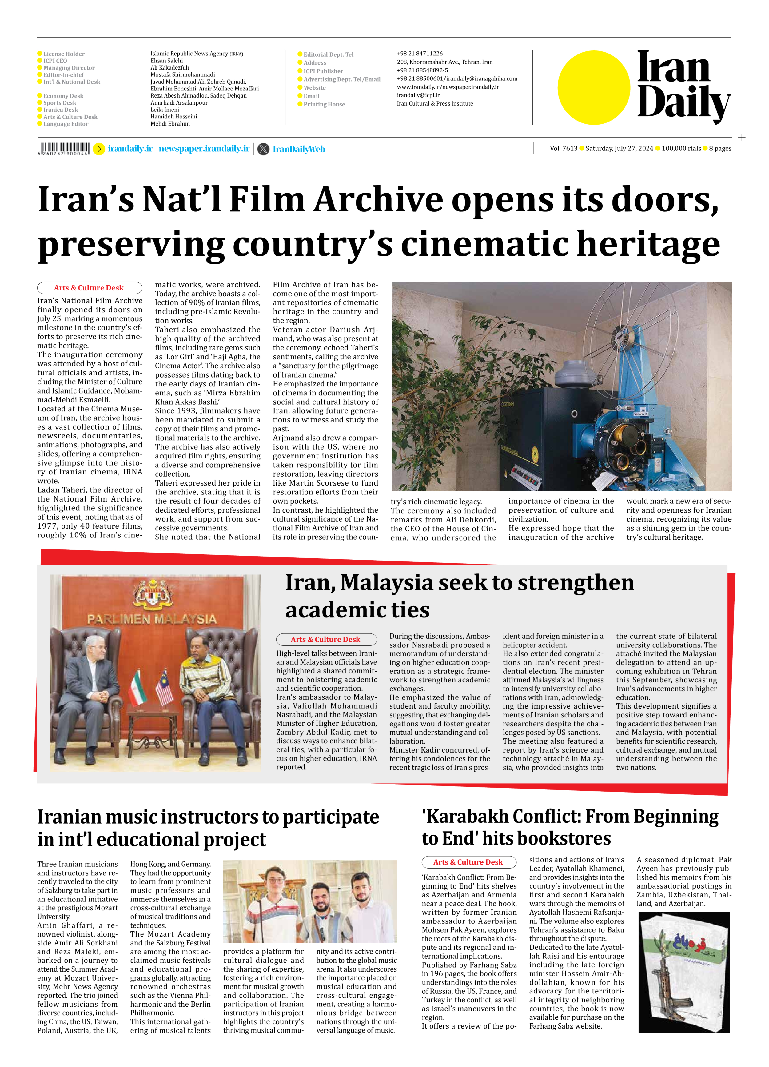 Iran Daily - Number Seven Thousand Six Hundred and Thirteen - 27 July 2024 - Page 8