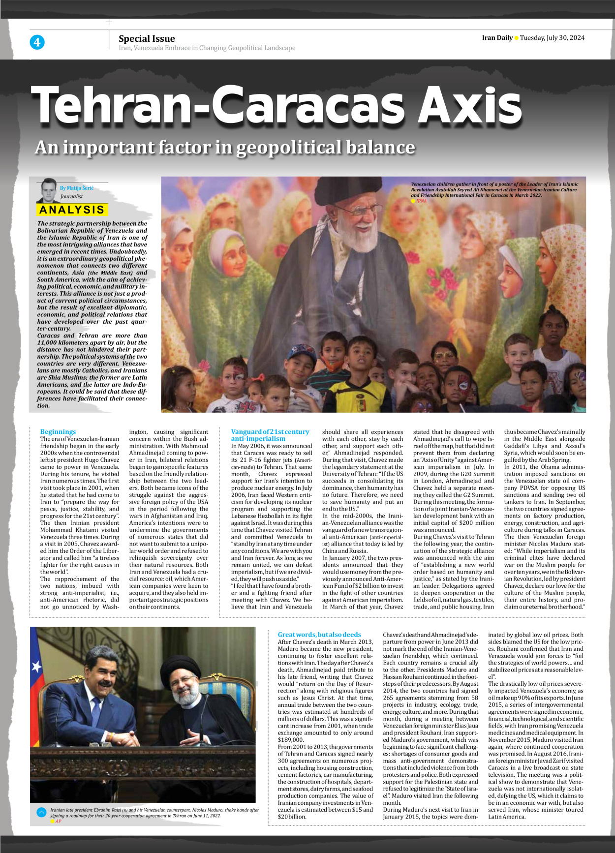 Iran Daily - Number Seven Thousand Six Hundred and Fifteen - 30 July 2024 - Page 4