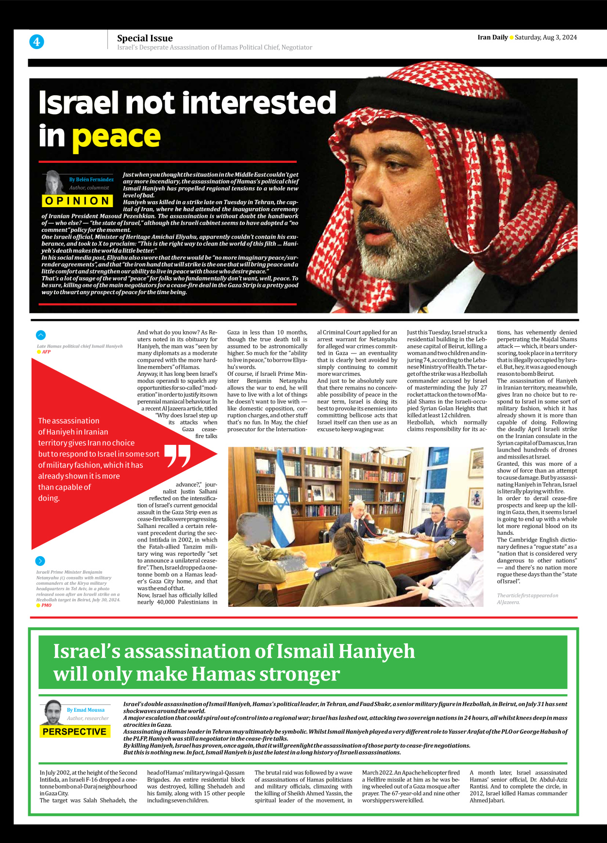 Iran Daily - Number Seven Thousand Six Hundred and Eighteen - 03 August 2024 - Page 4