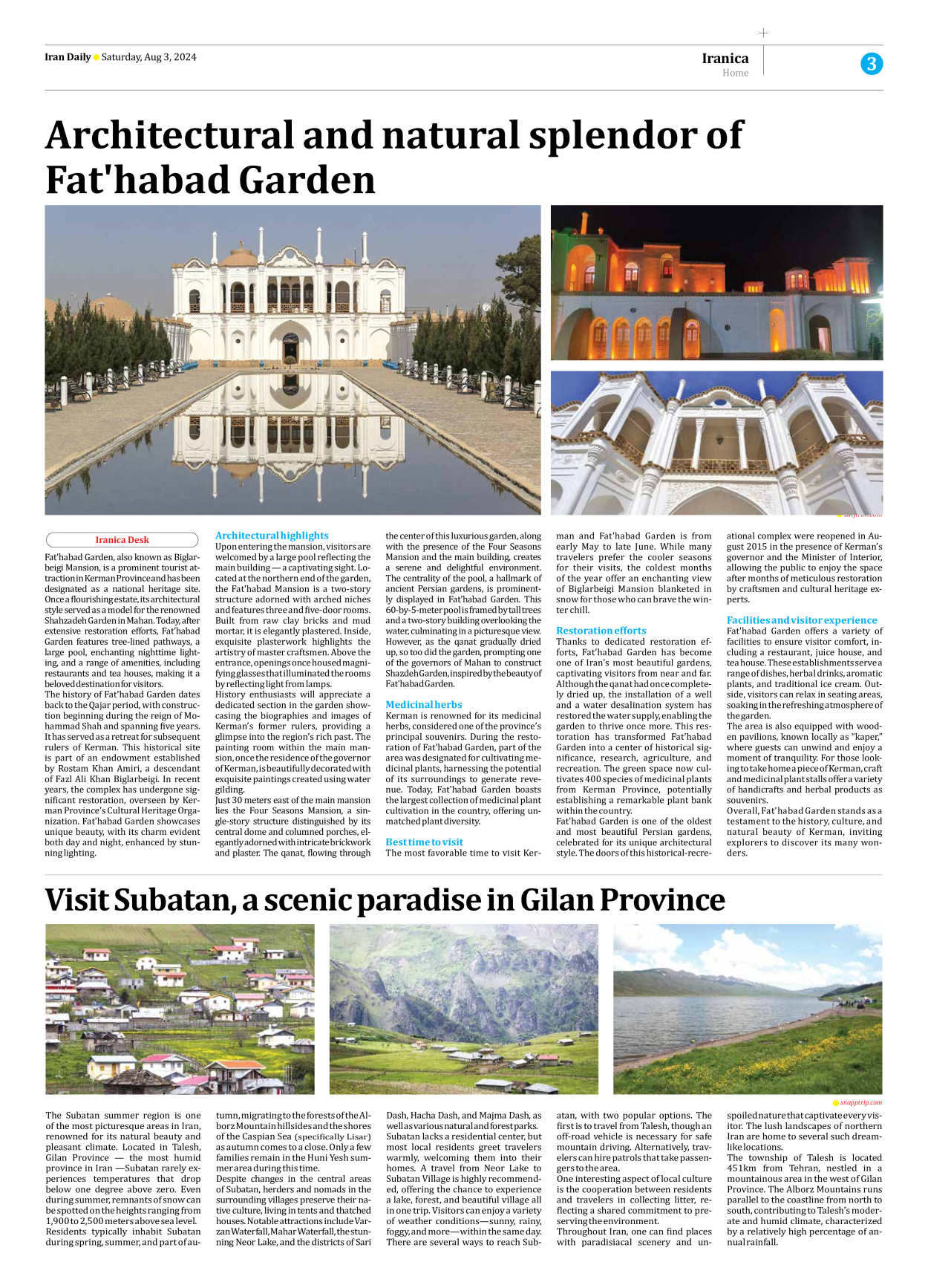 Iran Daily - Number Seven Thousand Six Hundred and Eighteen - 03 August 2024 - Page 3