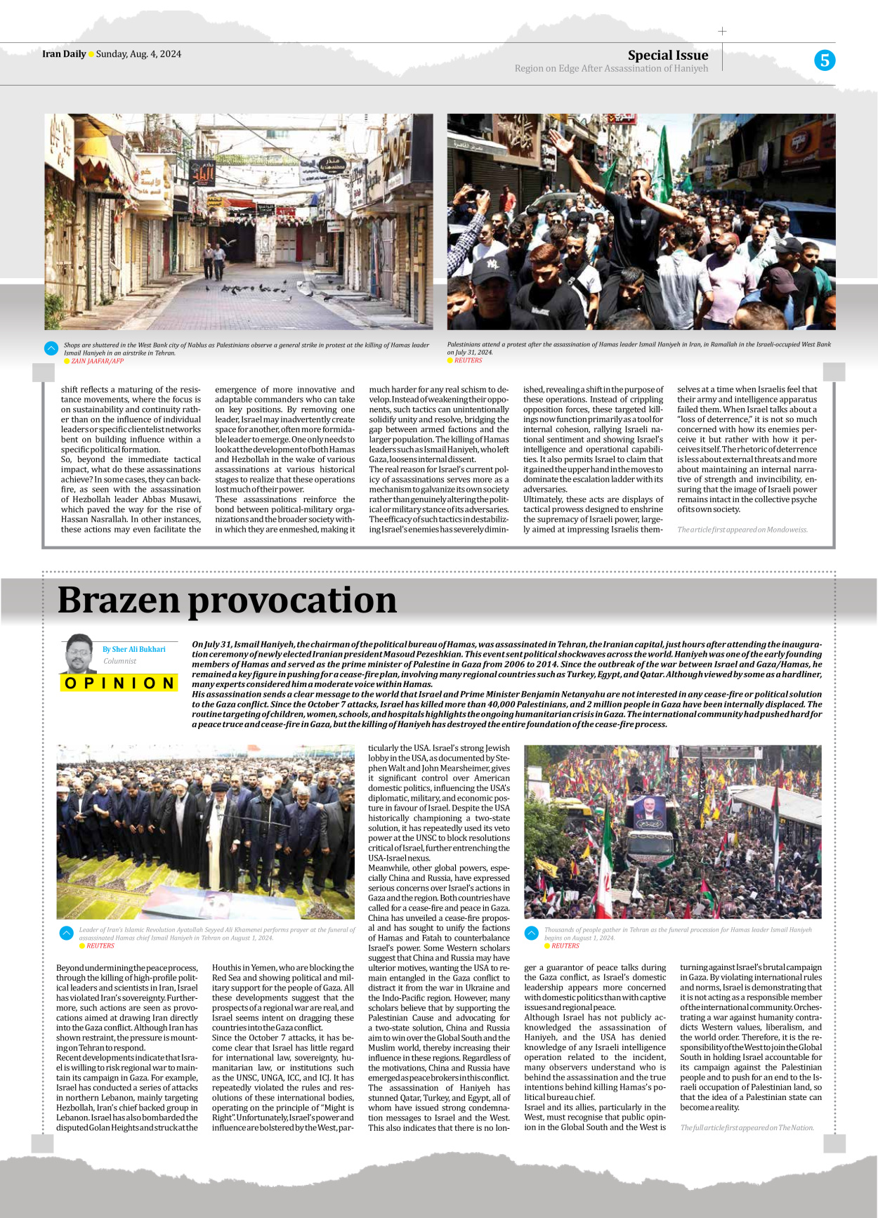 Iran Daily - Number Seven Thousand Six Hundred and Nineteen - 04 August 2024 - Page 5