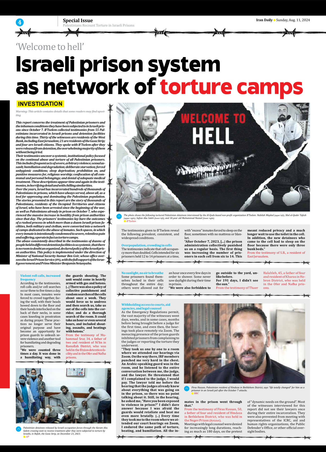 Iran Daily - Number Seven Thousand Six Hundred and Twenty Four - 11 August 2024 - Page 4