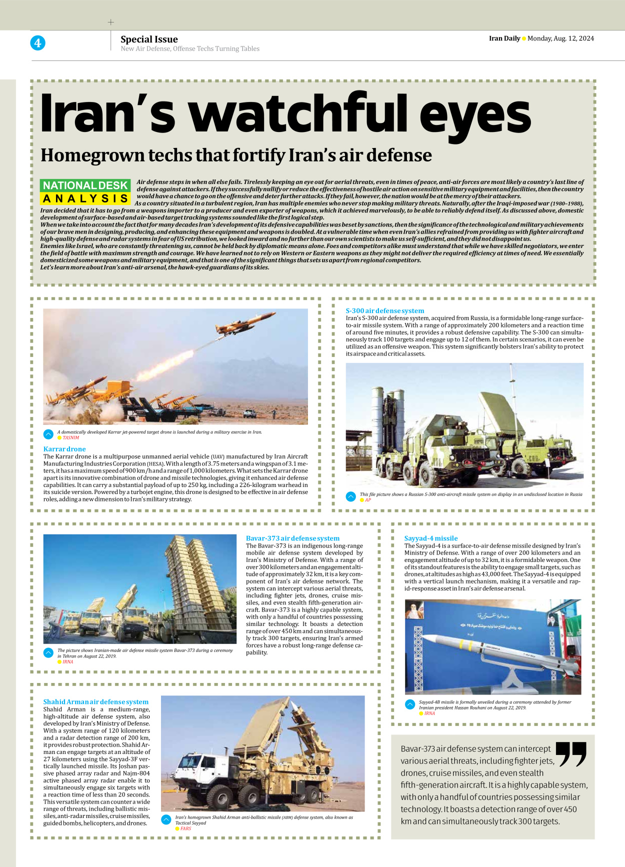 Iran Daily - Number Seven Thousand Six Hundred and Twenty Five - 12 August 2024 - Page 4