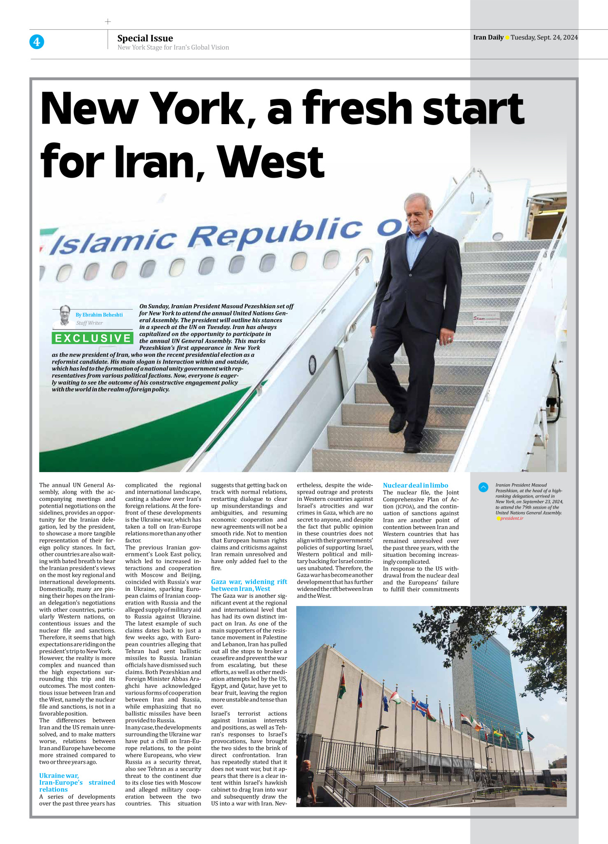 Iran Daily - Number Seven Thousand Six Hundred and Fifty Four - 24 September 2024 - Page 4