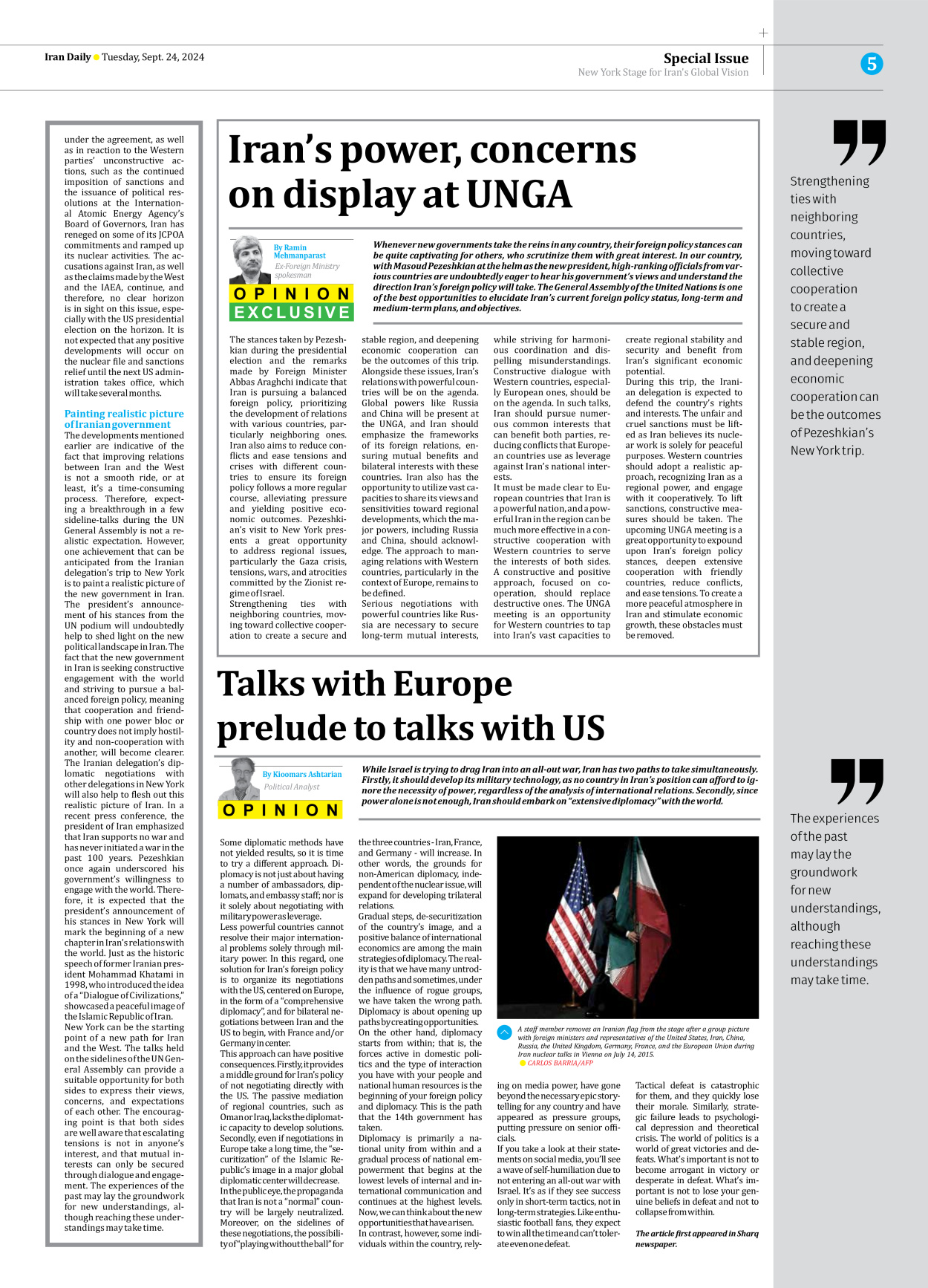 Iran Daily - Number Seven Thousand Six Hundred and Fifty Four - 24 September 2024 - Page 5