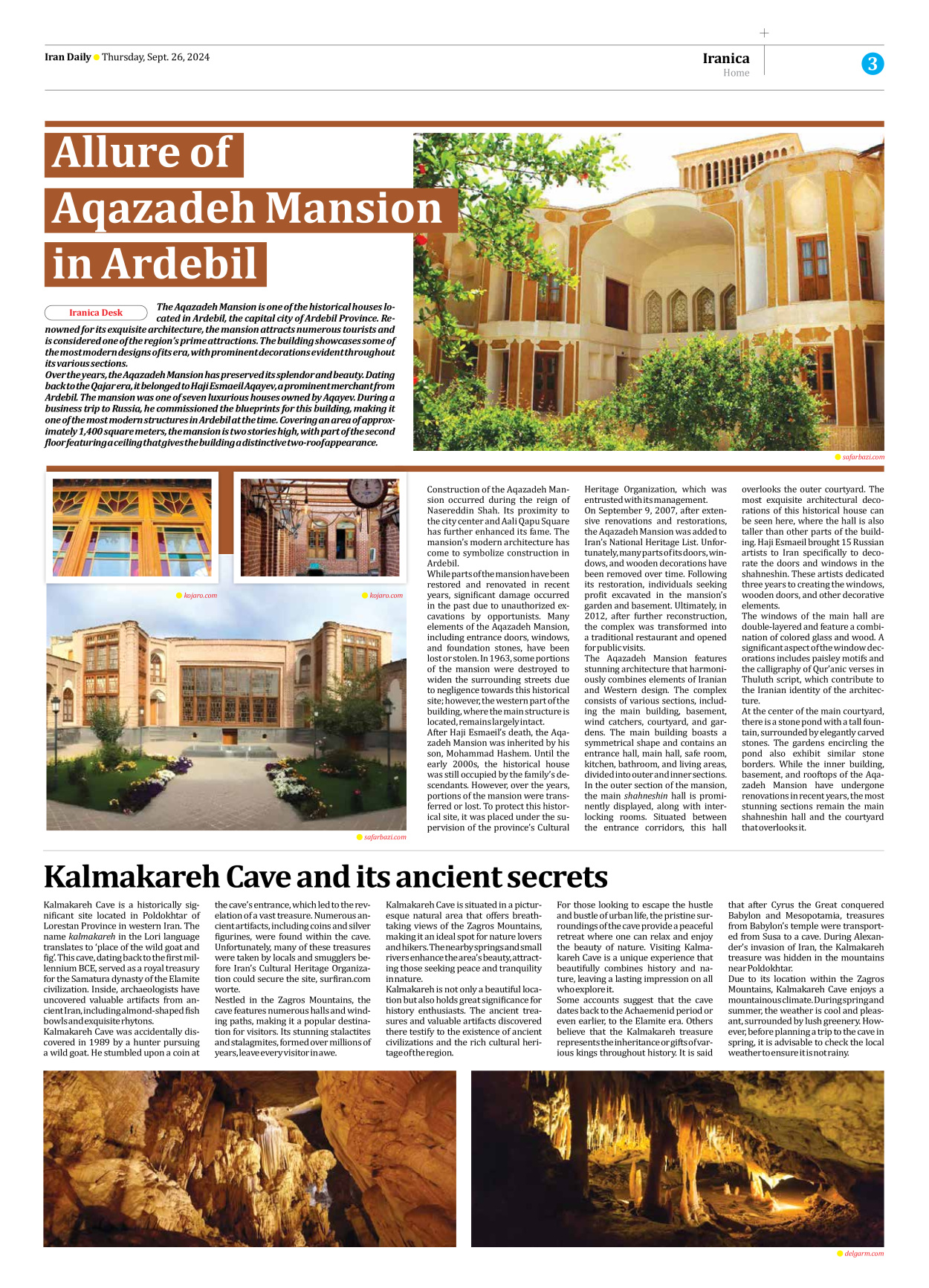 Iran Daily - Number Seven Thousand Six Hundred and Fifty Six - 26 September 2024 - Page 3