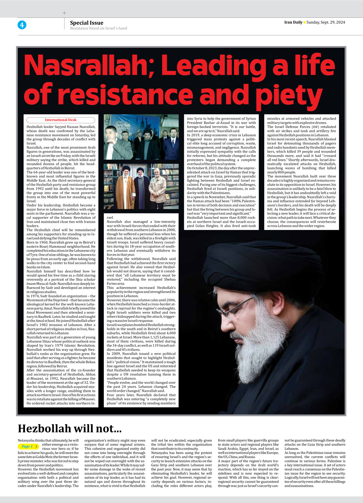 Iran Daily - Number Seven Thousand Six Hundred and Fifty Eight - 29 September 2024 - Page 4