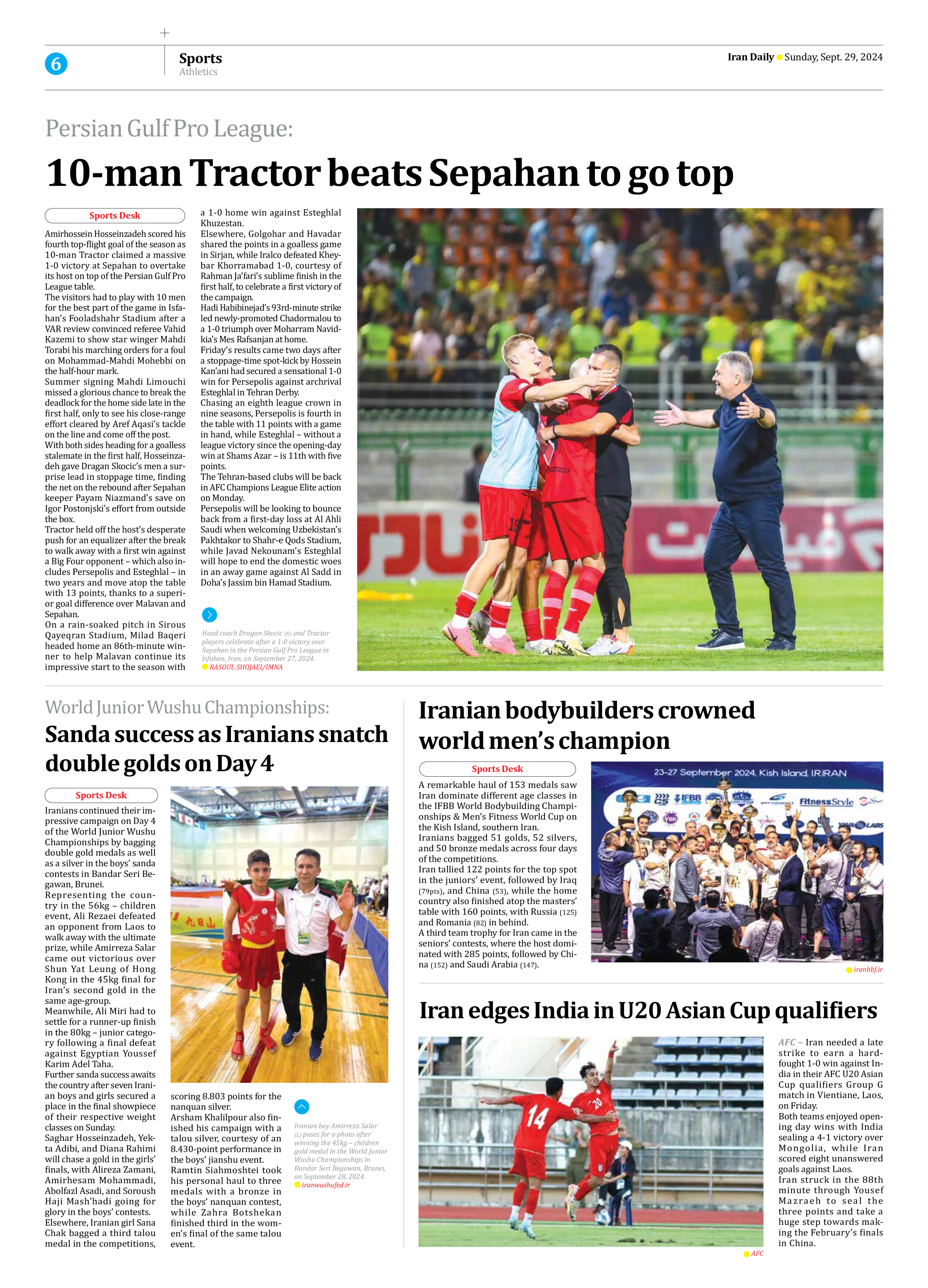 Iran Daily - Number Seven Thousand Six Hundred and Fifty Eight - 29 September 2024 - Page 6