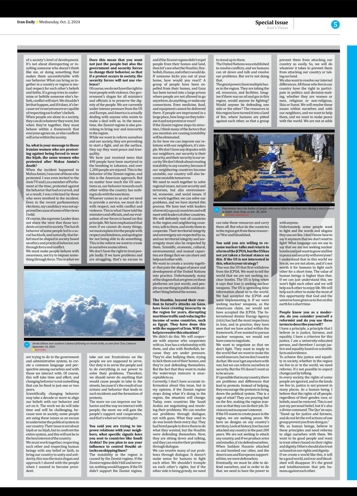 Iran Daily - Number Seven Thousand Six Hundred and Sixty One - 02 October 2024 - Page 5