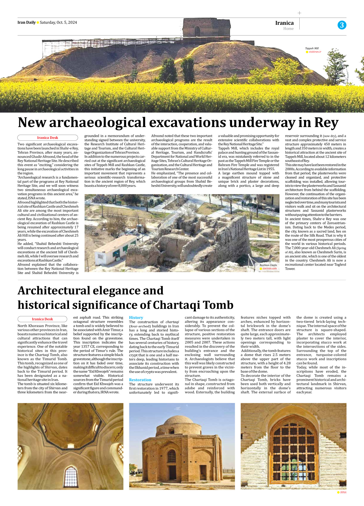 Iran Daily - Number Seven Thousand Six Hundred and Sixty Three - 05 October 2024 - Page 3