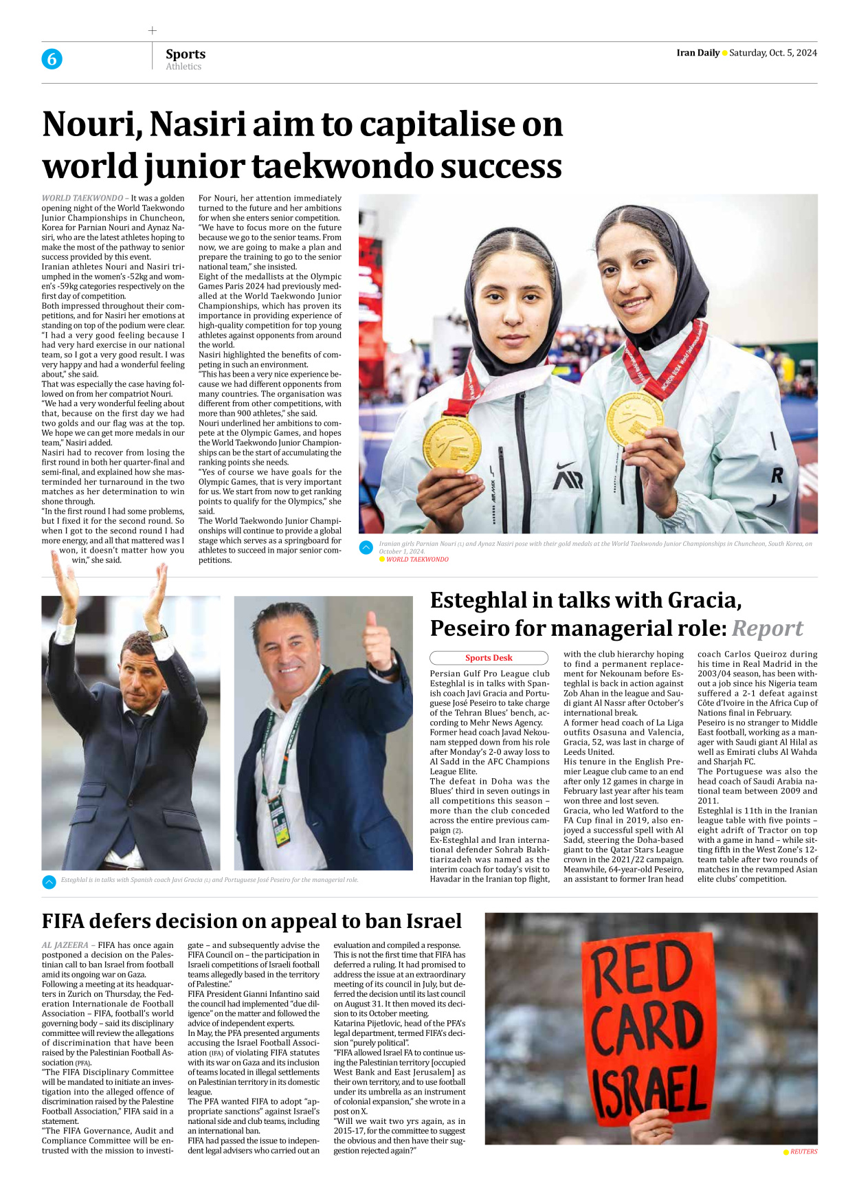 Iran Daily - Number Seven Thousand Six Hundred and Sixty Three - 05 October 2024 - Page 6