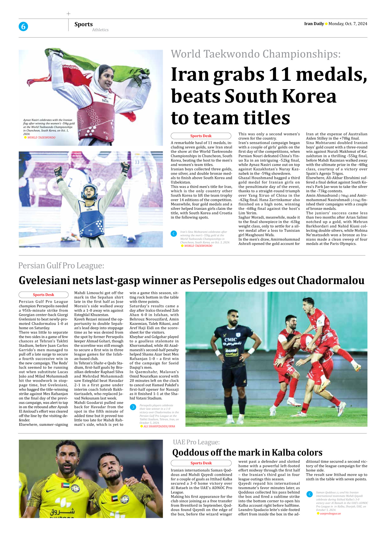 Iran Daily - Number Seven Thousand Six Hundred and Sixty Five - 07 October 2024 - Page 6