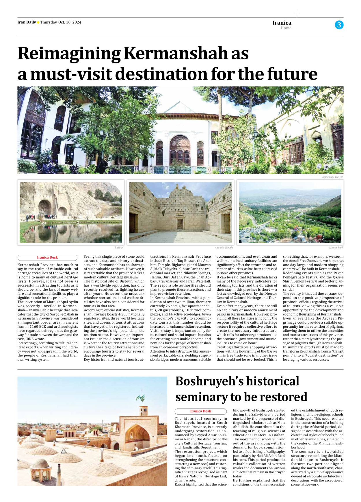 Iran Daily - Number Seven Thousand Six Hundred and Sixty Eight - 10 October 2024 - Page 3