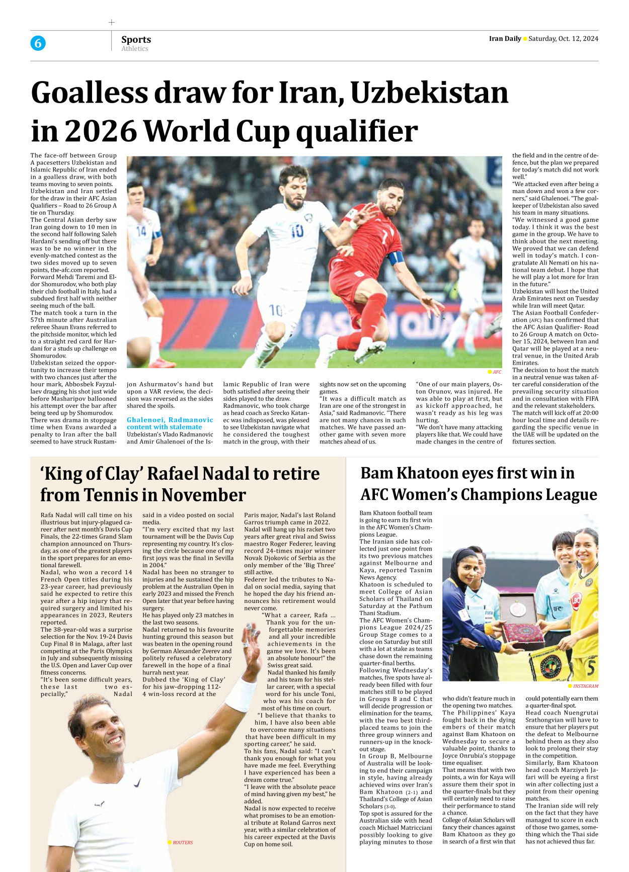 Iran Daily - Number Seven Thousand Six Hundred and Sixty Nine - 12 October 2024 - Page 6