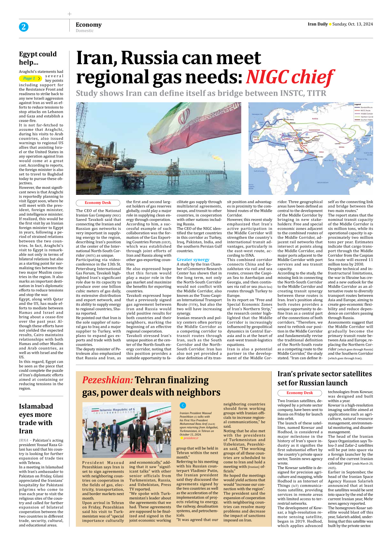 Iran Daily - Number Seven Thousand Six Hundred and Seventy - 13 October 2024 - Page 2