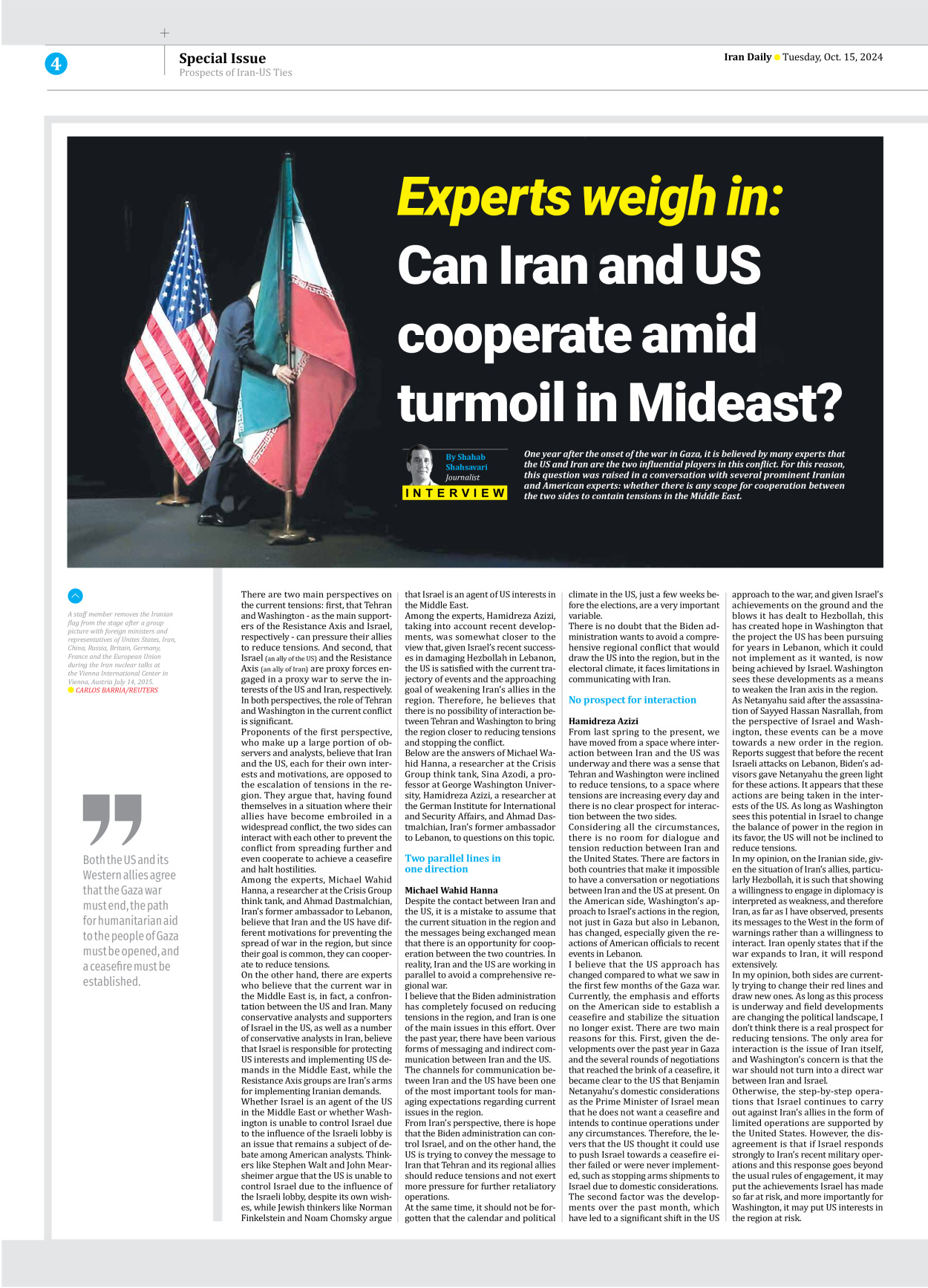 Iran Daily - Number Seven Thousand Six Hundred and Seventy Two - 15 October 2024 - Page 4