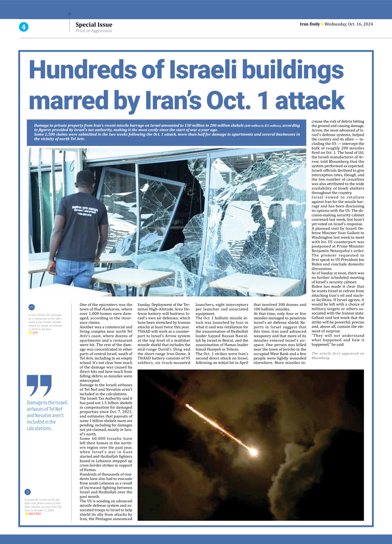 Iran Daily - Number Seven Thousand Six Hundred and Seventy Three - 16 October 2024 - Page 4