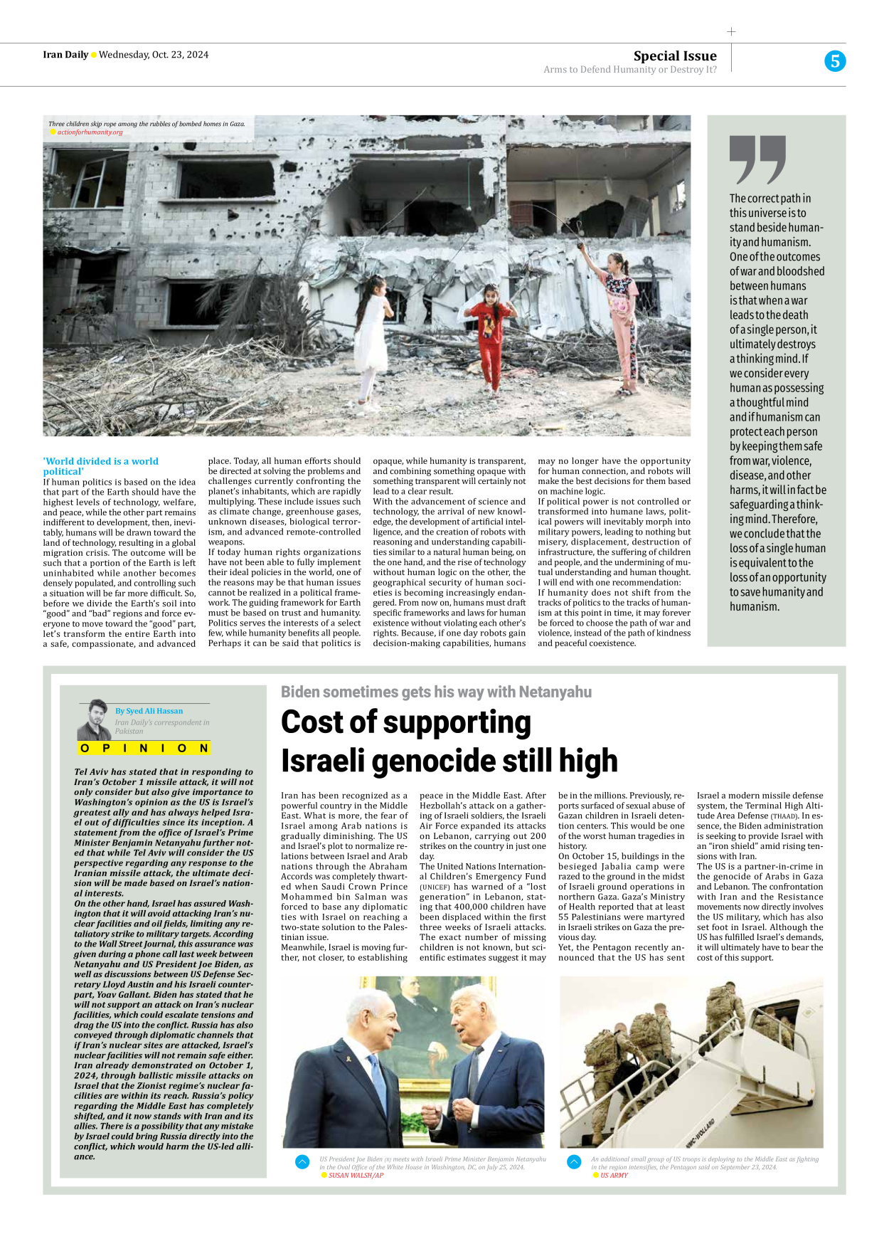 Iran Daily - Number Seven Thousand Six Hundred and Seventy Nine - 23 October 2024 - Page 5