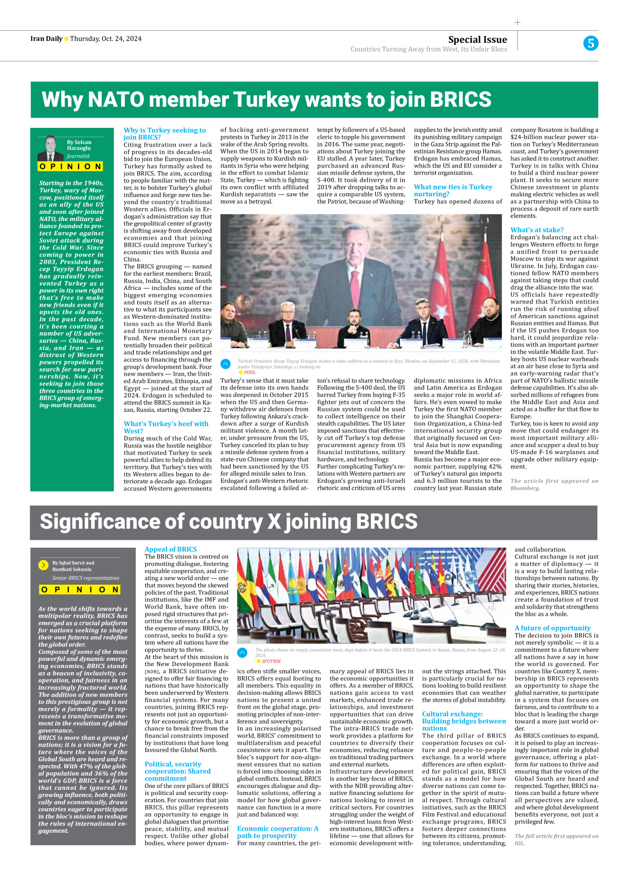 Iran Daily - Number Seven Thousand Six Hundred and Eighty - 24 October 2024 - Page 5