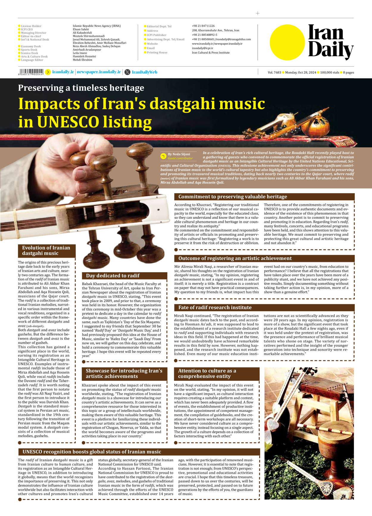 Iran Daily - Number Seven Thousand Six Hundred and Eighty Three - 28 October 2024 - Page 8