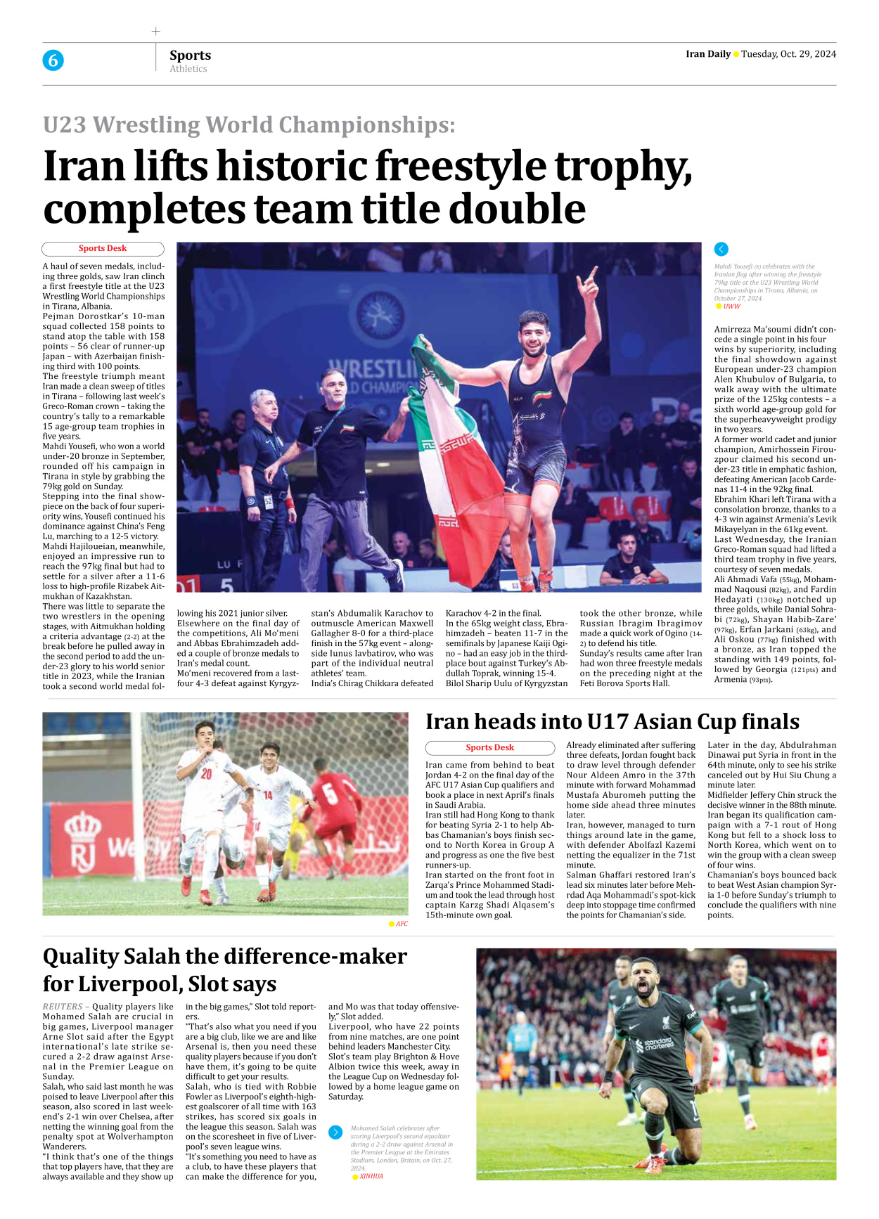 Iran Daily - Number Seven Thousand Six Hundred and Eighty Four - 29 October 2024 - Page 6