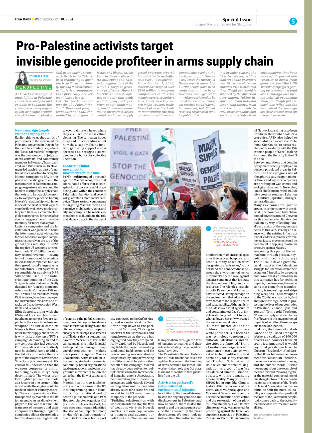 Iran Daily - Number Seven Thousand Six Hundred and Eighty Five - 30 October 2024 - Page 5