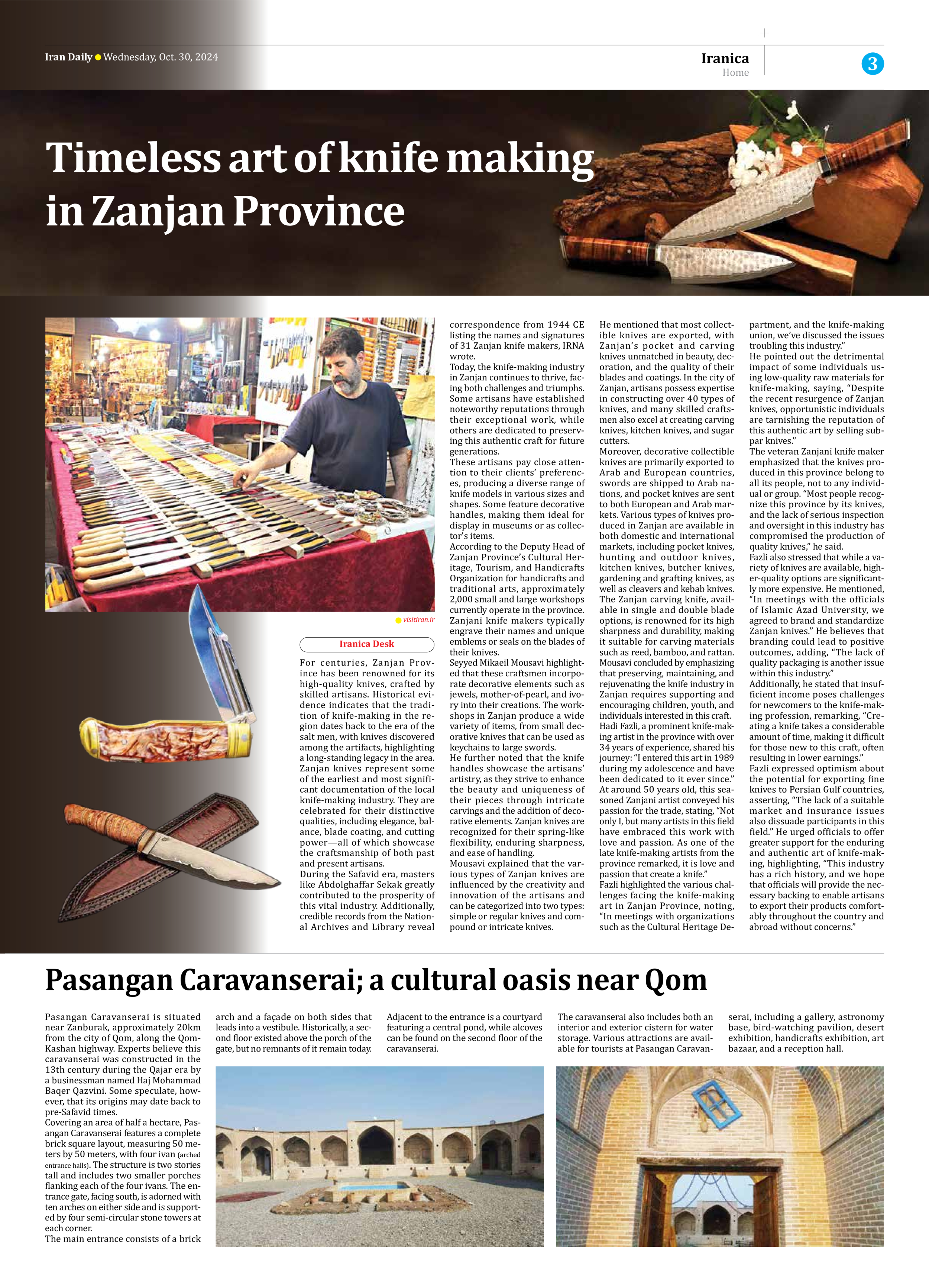 Iran Daily - Number Seven Thousand Six Hundred and Eighty Five - 30 October 2024 - Page 3