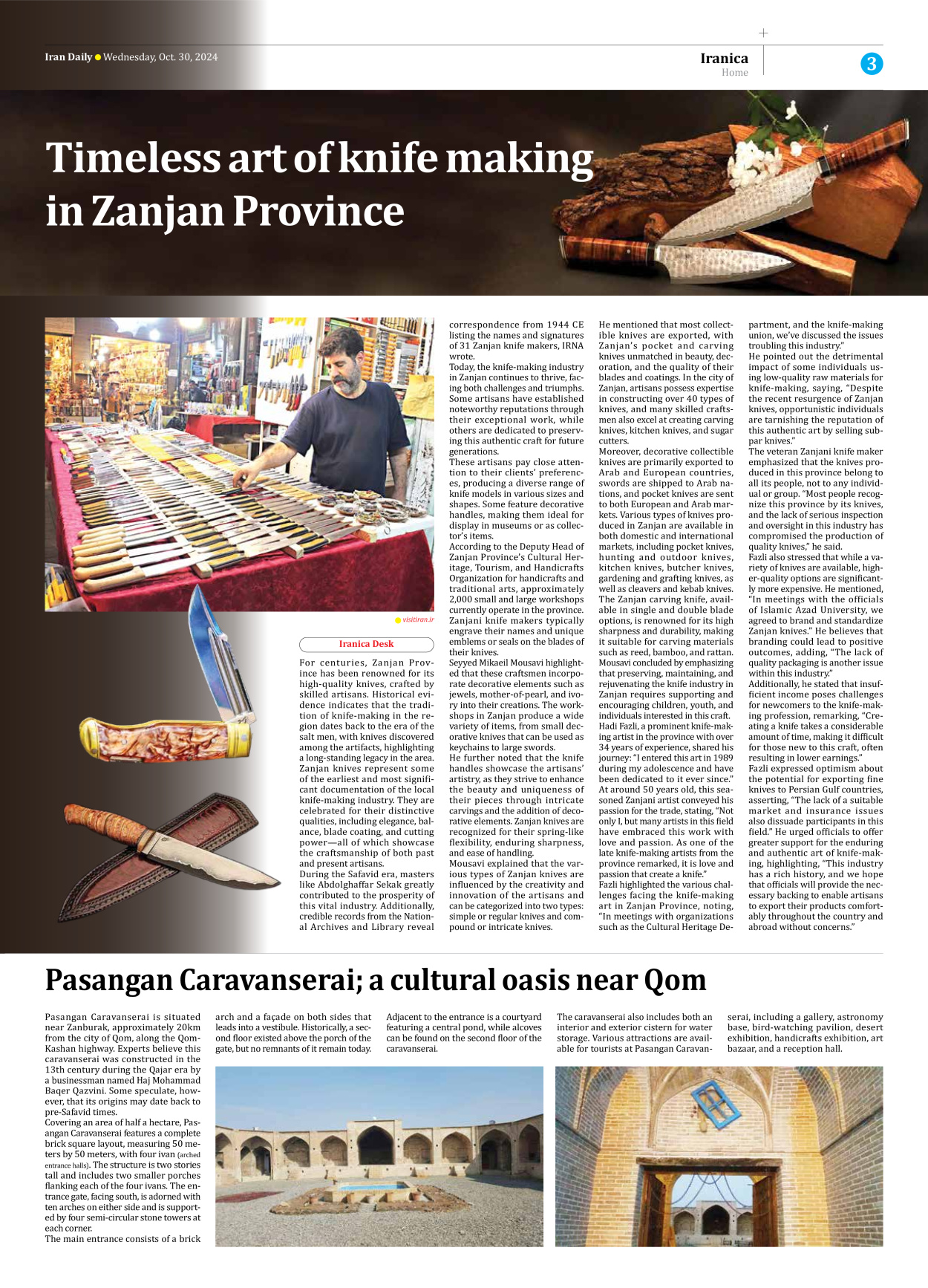 Iran Daily - Number Seven Thousand Six Hundred and Eighty Five - 30 October 2024 - Page 3