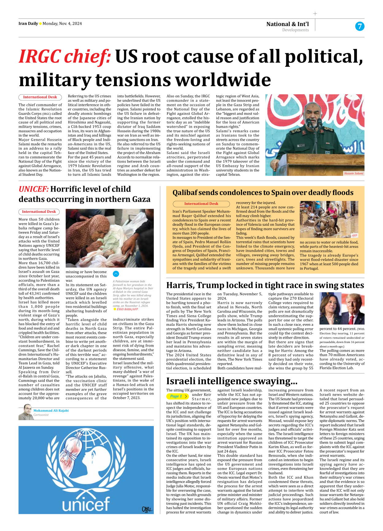 Iran Daily - Number Seven Thousand Six Hundred and Eighty Nine - 04 November 2024 - Page 7