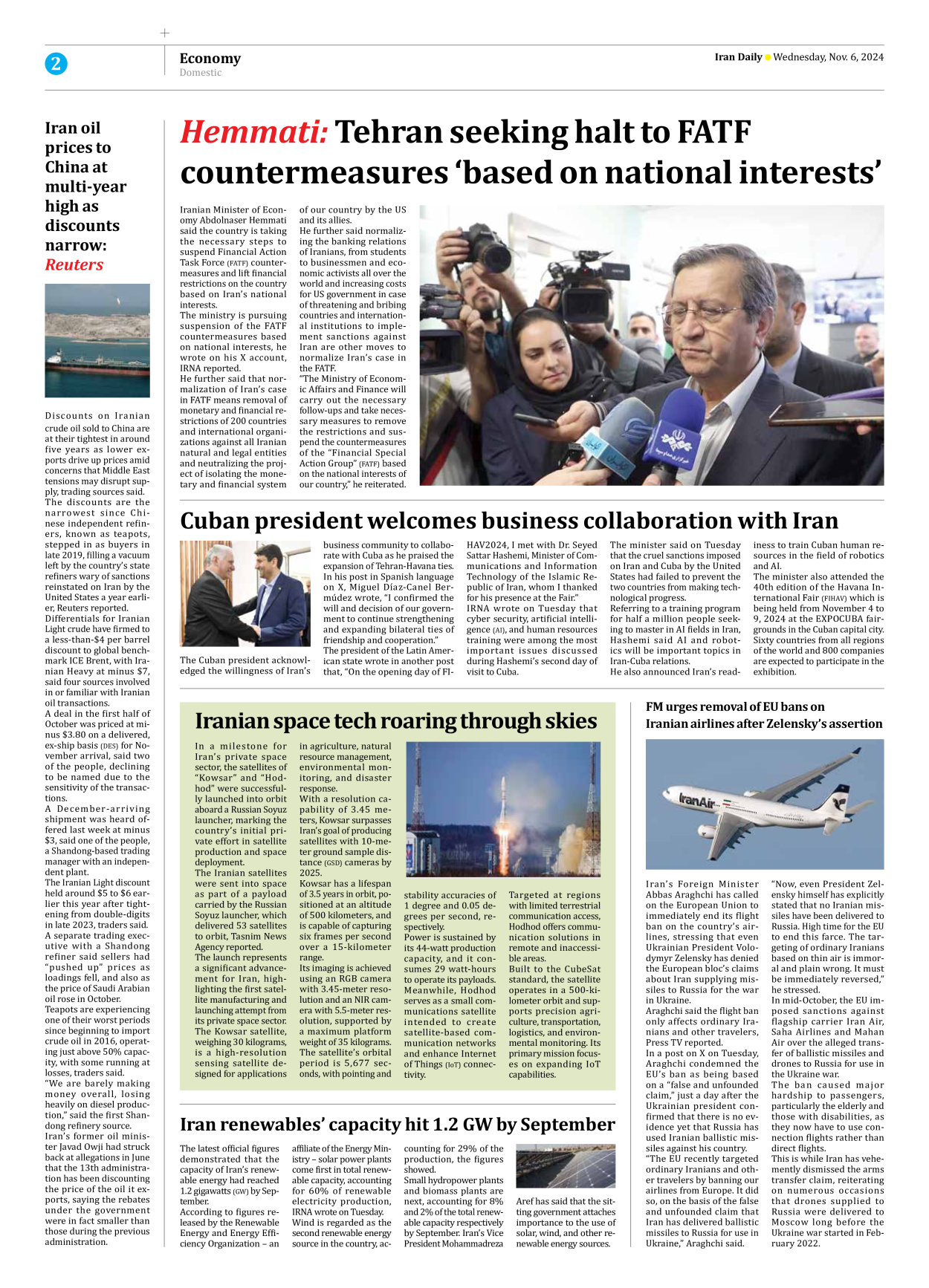 Iran Daily - Number Seven Thousand Six Hundred and Ninety One - 06 November 2024 - Page 2