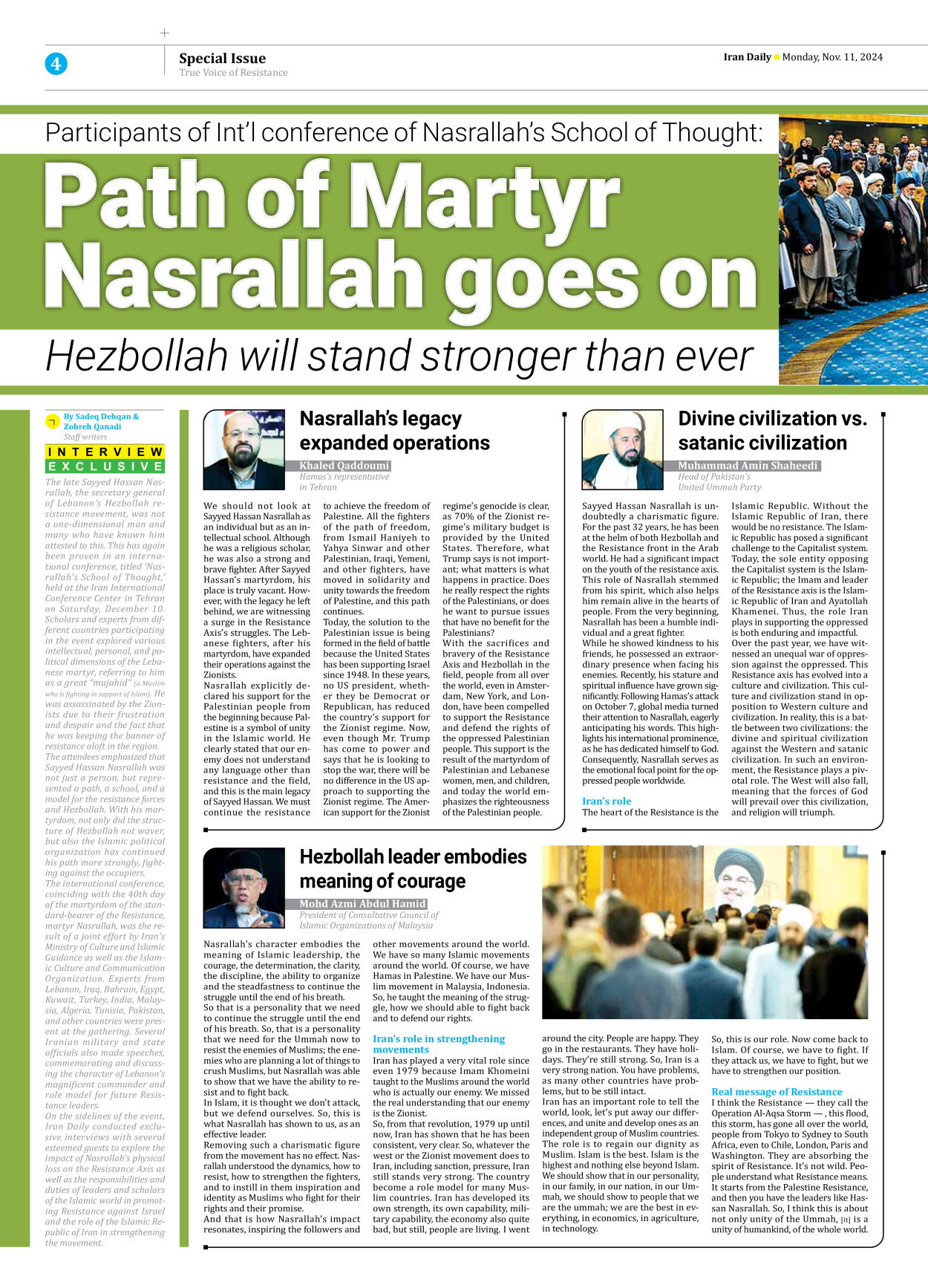 Iran Daily - Number Seven Thousand Six Hundred and Ninety Five - 11 November 2024 - Page 4