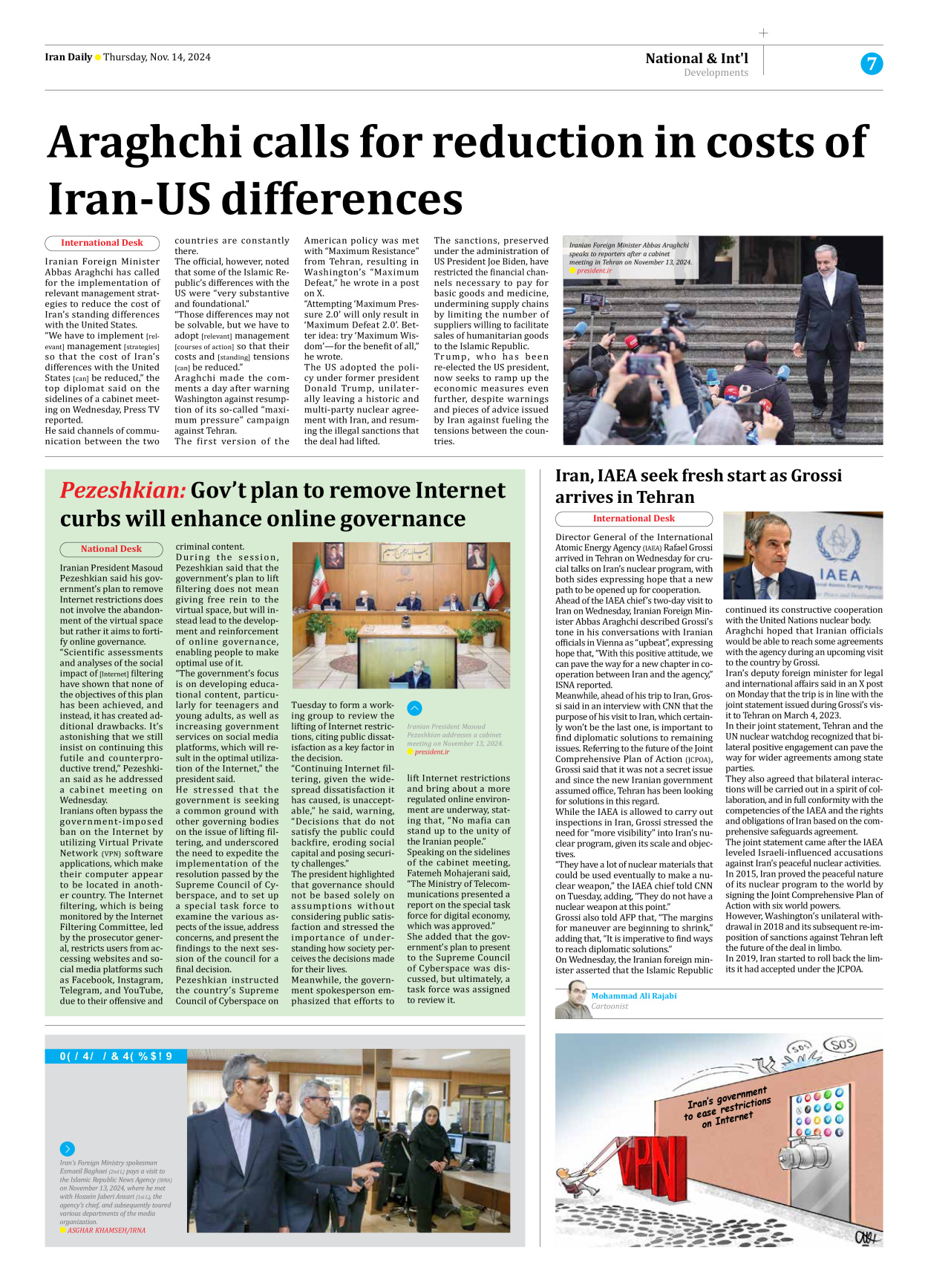 Iran Daily - Number Seven Thousand Six Hundred and Ninety Eight - 14 November 2024 - Page 7