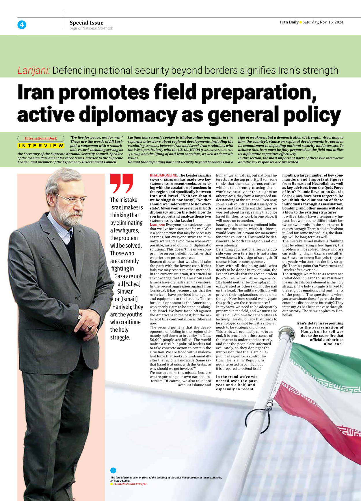 Iran Daily - Number Seven Thousand Six Hundred and Ninety Nine - 16 November 2024 - Page 4