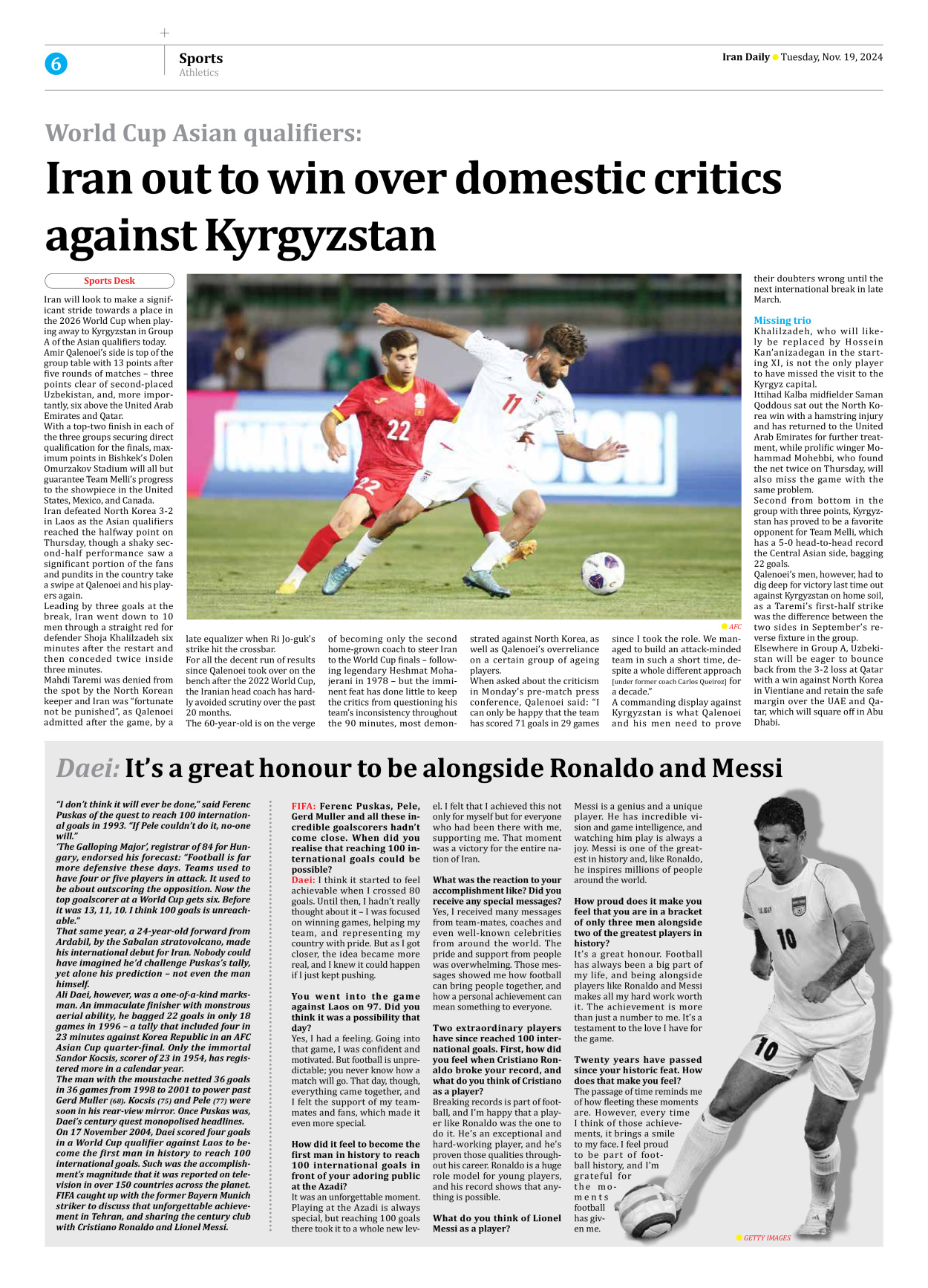 Iran Daily - Number Seven Thousand Seven Hundred and Two - 19 November 2024 - Page 6