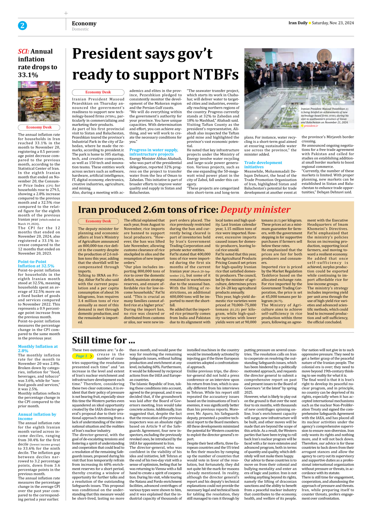 Iran Daily - Number Seven Thousand Seven Hundred and Five - 23 November 2024 - Page 2